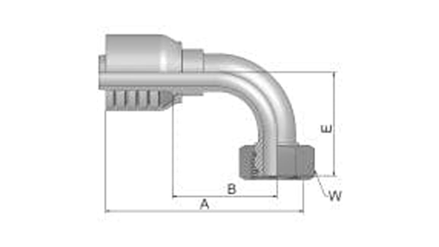 Raccordo tubo flessibile crimpato Parker, connettore A: Tubo da 3/4 poll., B: M36, in Acciaio