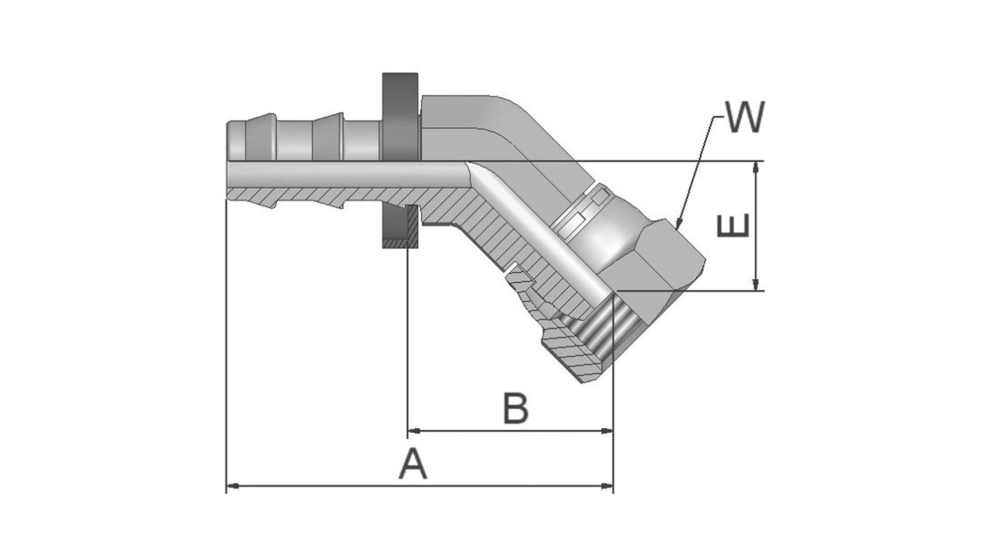 Parker Fitting, 45° Push Fit 45° Elbow 1/4in to Female M12 x 1mm