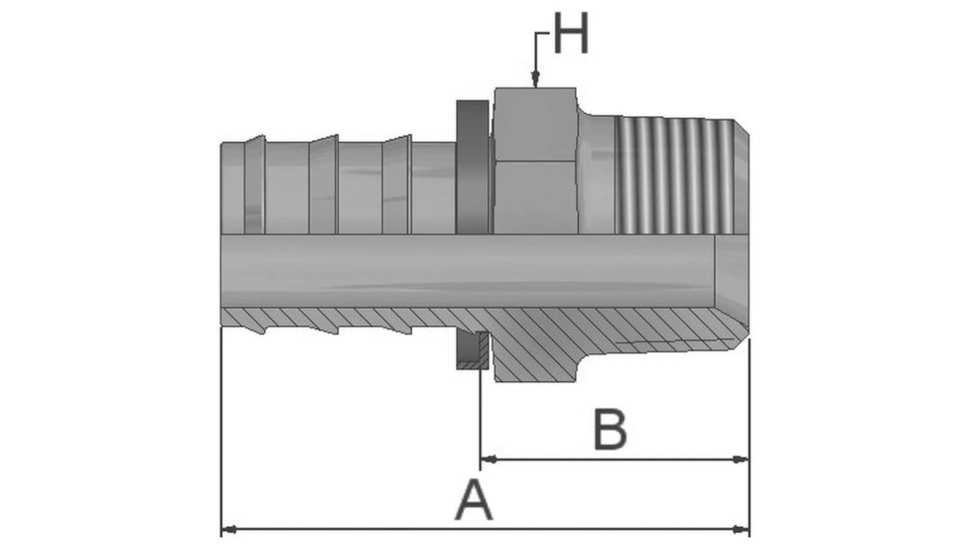 Racor hidráulico, Parker, 39182-2-4B, Connector A 1/4 in, Connector B Macho de 1/8 in