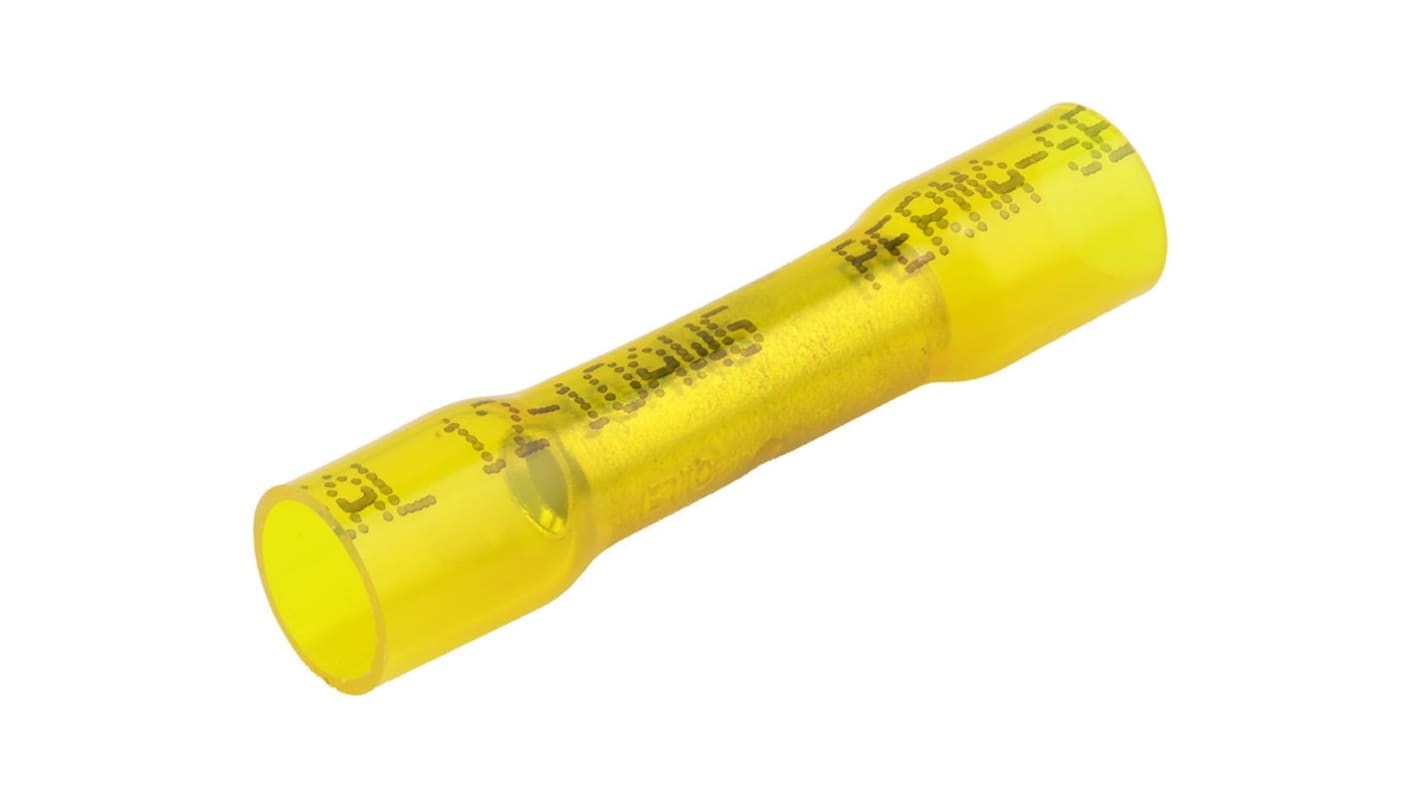 Molex, 19164 Butt Splice Splice Connector, Yellow, Insulated, Tin 10 → 12 AWG