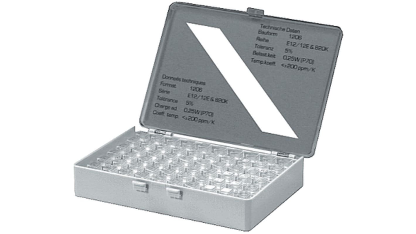 Zestaw rezystorów, seria: SMD-RCL, Gruba folia, Montaż powierzchniowy, l. elementów: 100, 0 → 1Ω