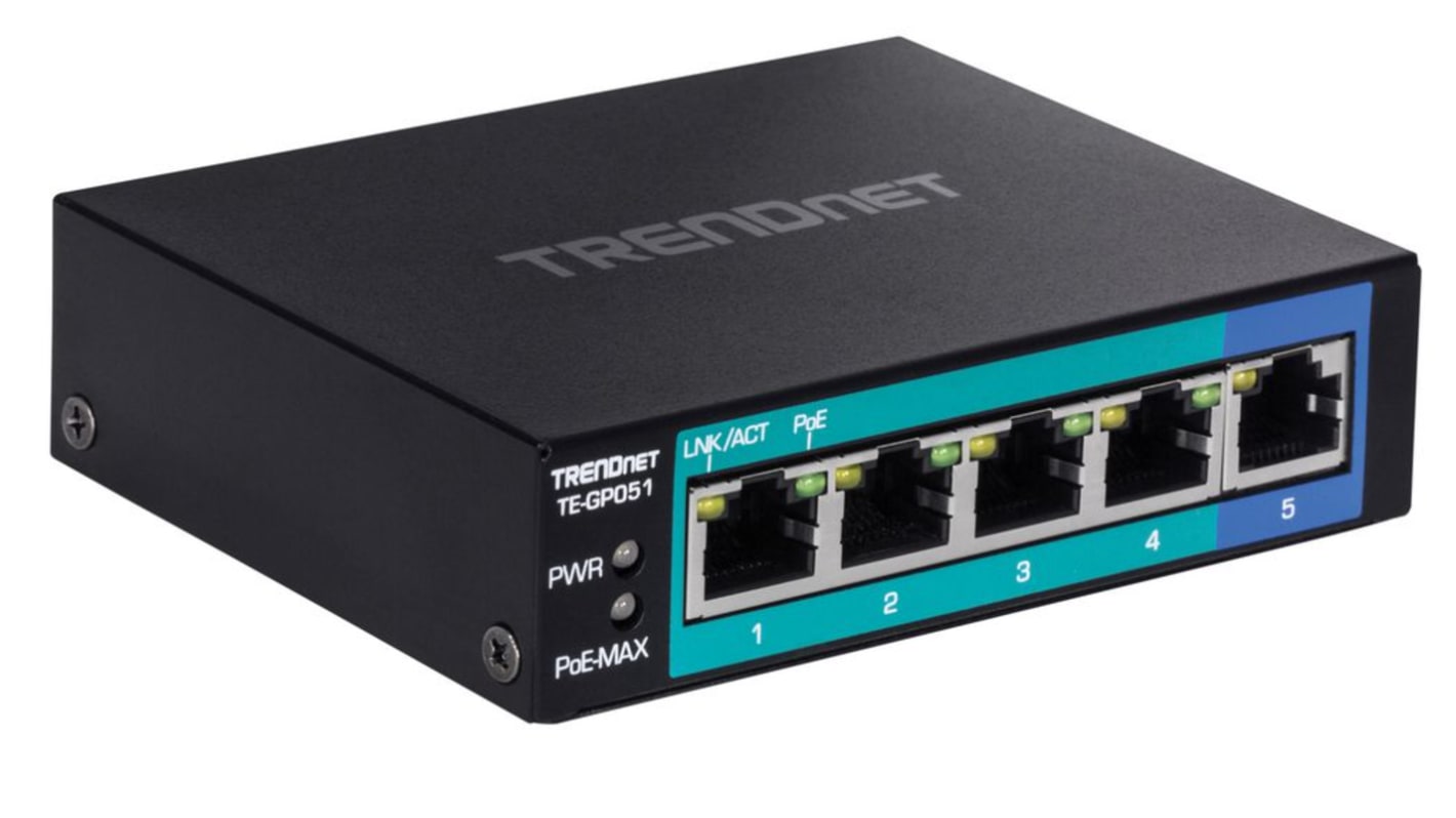 Switch Ethernet Trendnet con PoE, 5 puertos