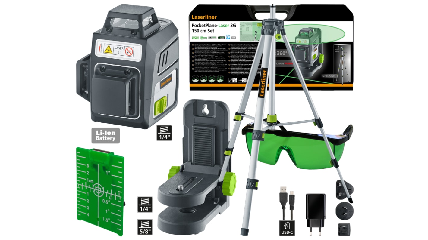 Laserliner 036.703A, 515nm Green, 3 Line Laser Level