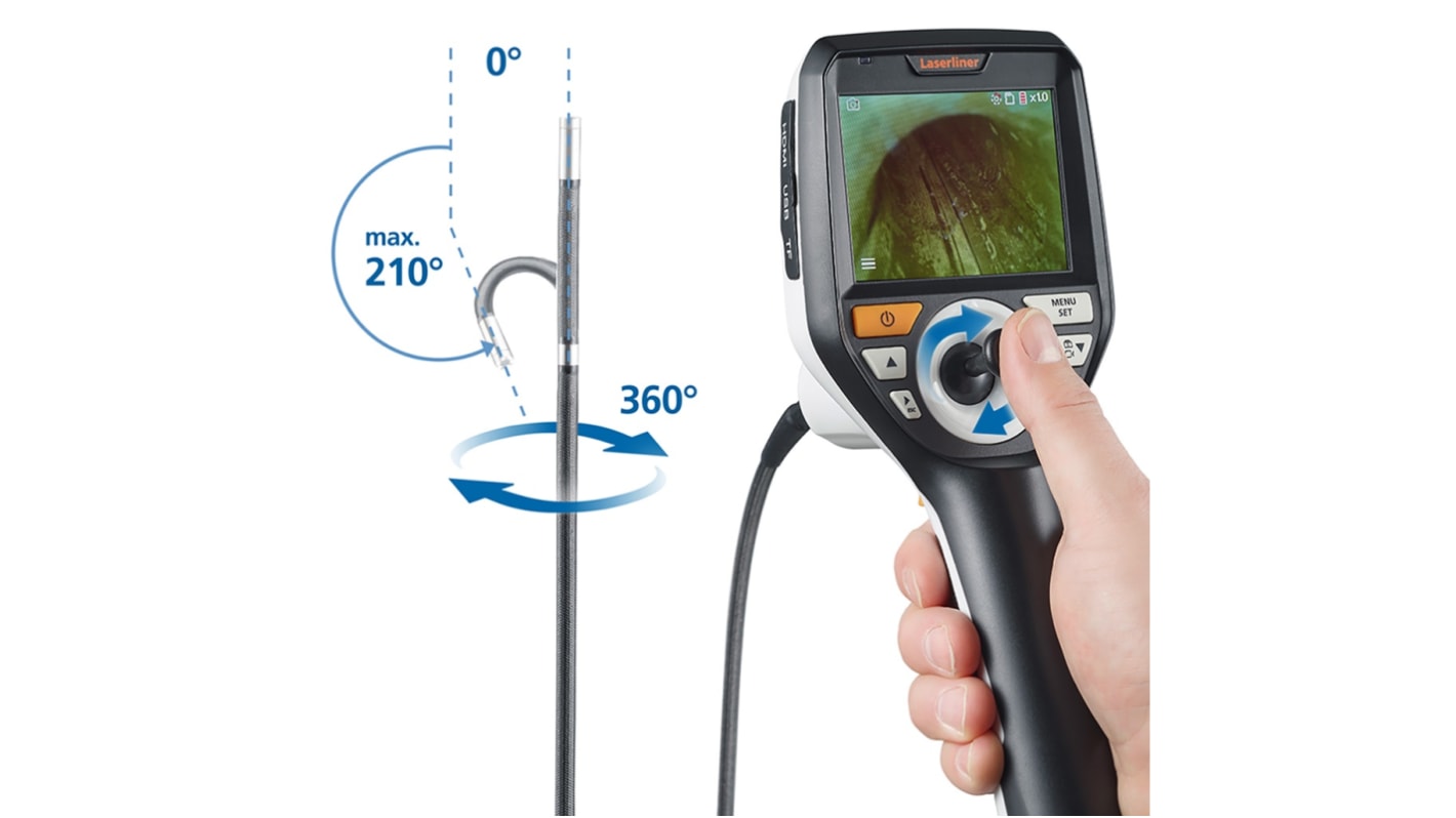 Laserliner 092.275A 6mm probe Inspection Camera, 2m Probe Length, 960 x 72pixels Resolution, LED Illumination