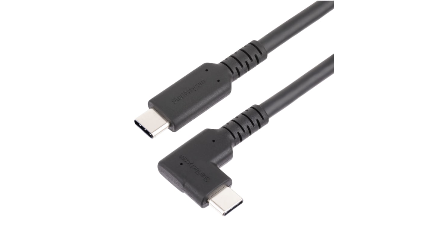 Kabel USB Złącze A USB C Złącze B USB C dł. 1m Wytrzymały, kątowy kabel USB-C USB 3.1 kolor: Czarny