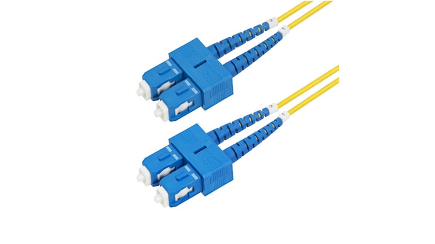 StarTech.com SC to SC Duplex Single Mode OS2 Fibre Optic Cable, Yellow, 5m