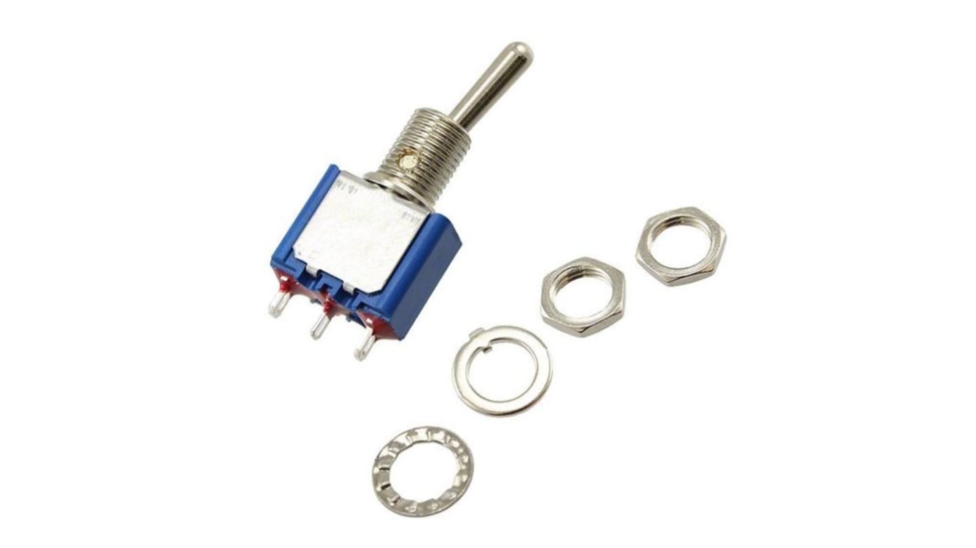 APEM Toggle Switch, Panel Mount, On-Off-Momentary, 1P, Solder Lug Terminal, 125V ac