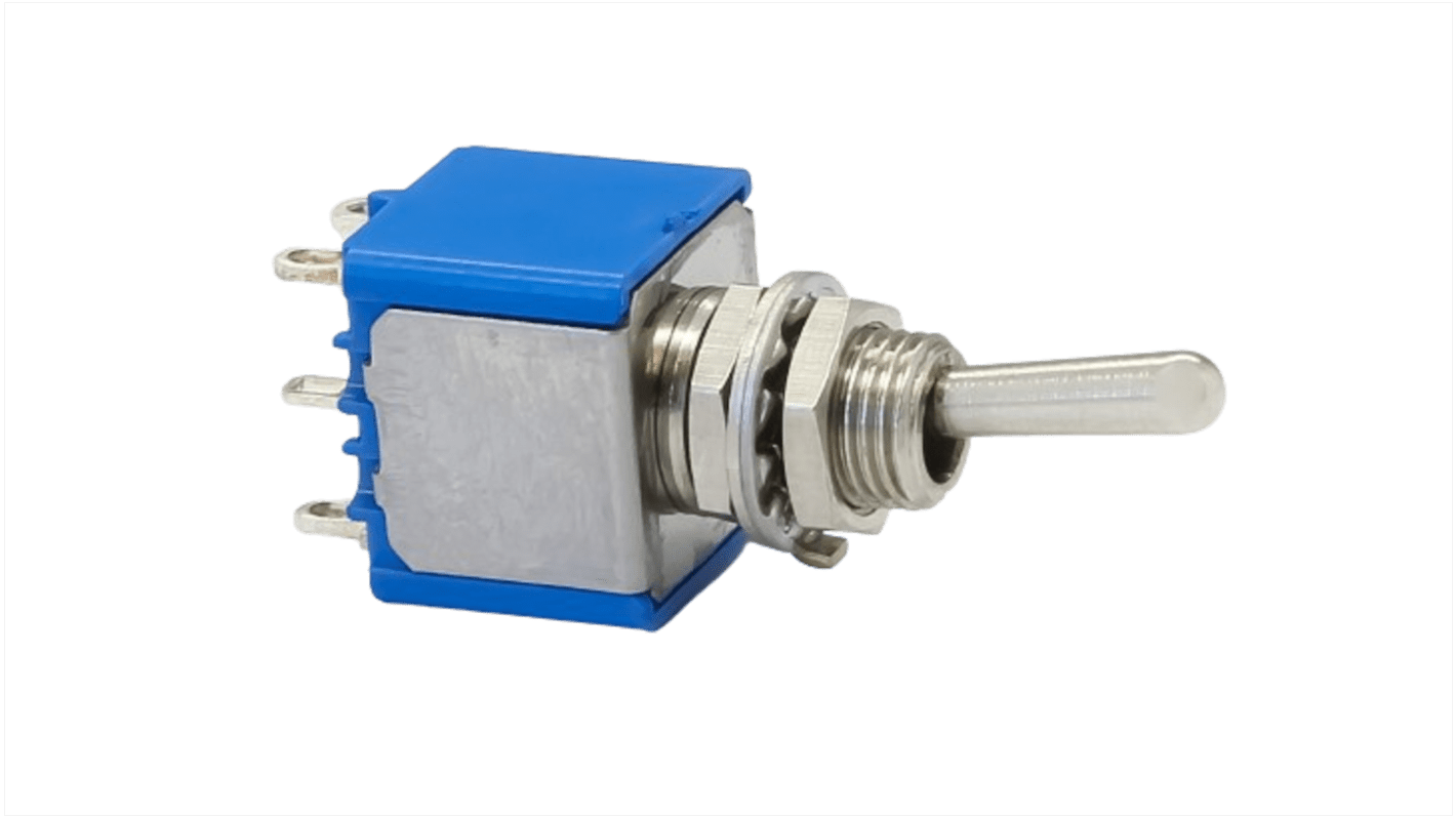APEM Toggle Switch, Panel Mount, On-On-On, DPST, Solder Lug Terminal, 125V ac