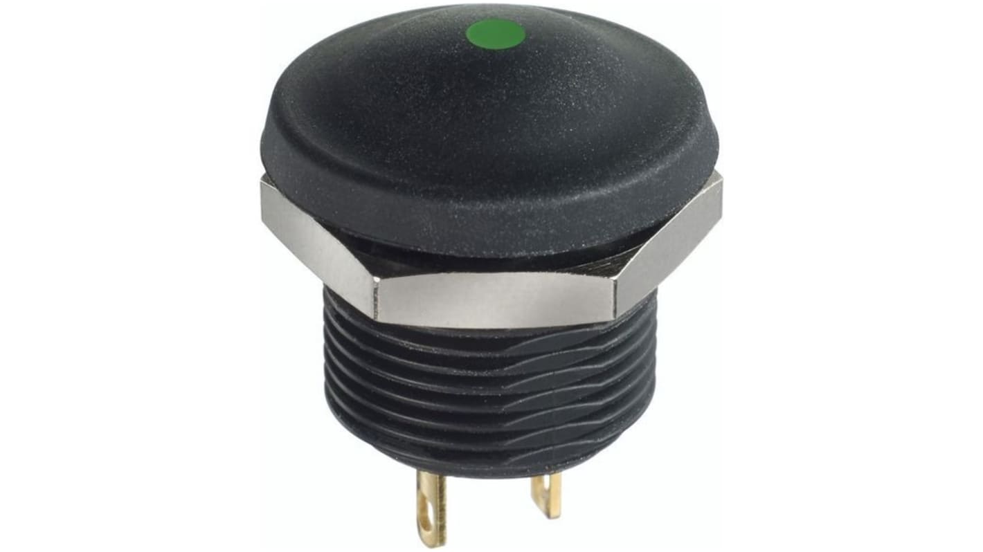 IX Series Push Button, Panel Mount, Green LED, 28V dc