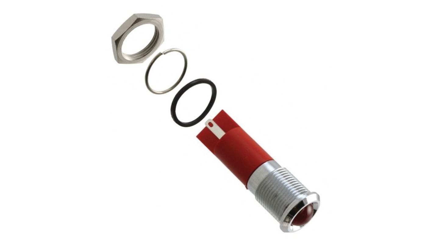 APEM Q14 Series Red Panel Mount Indicator, 24V dc, 14mm Mounting Hole Size, Faston, Solder Lug Termination, IP67