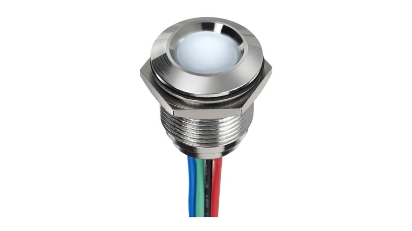 Indicador LED APEM Q16, Azul, Verde, Rojo, Ø montaje 16mm, 12V dc, IP67