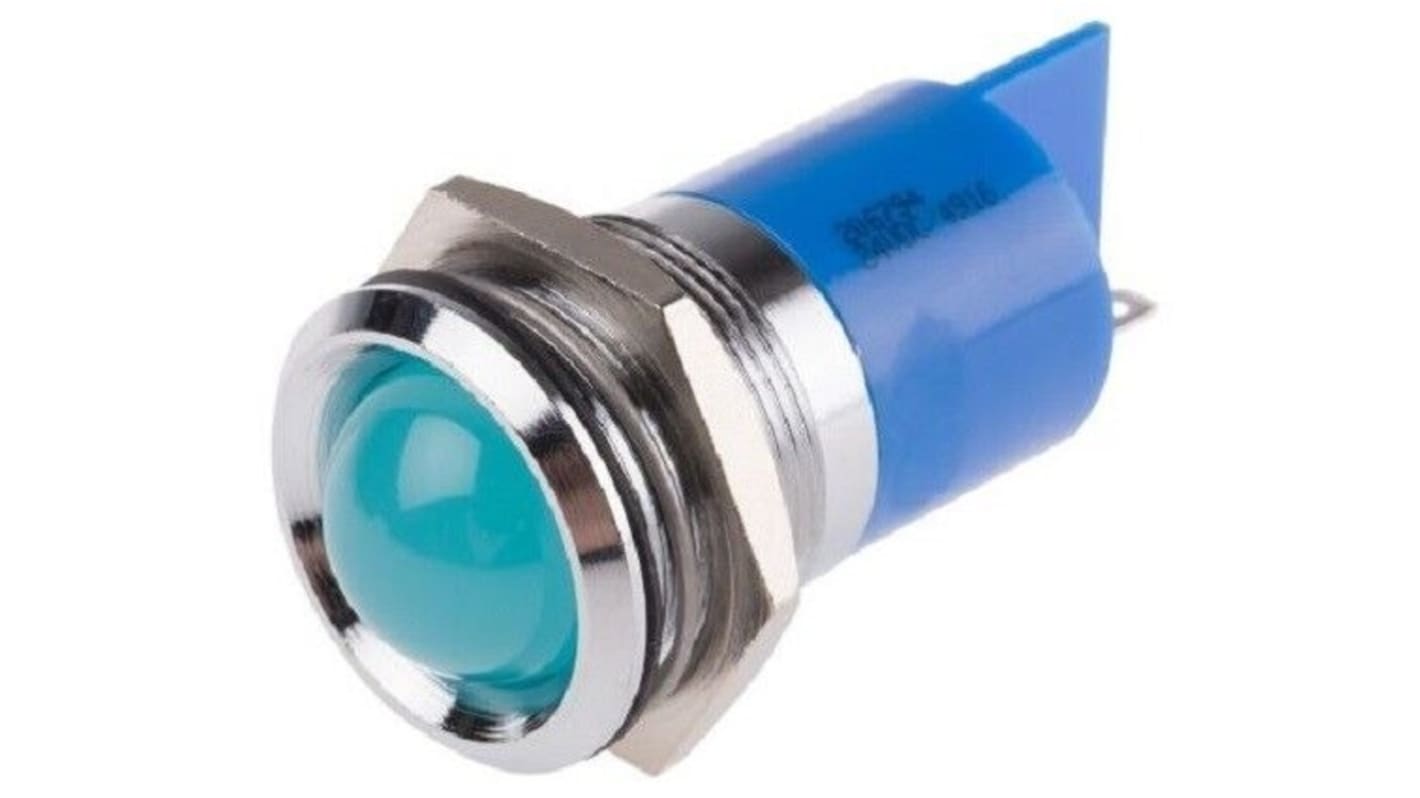 Indicatore da pannello APEM Blu  a LED, 24V cc, IP67, foro da 22mm