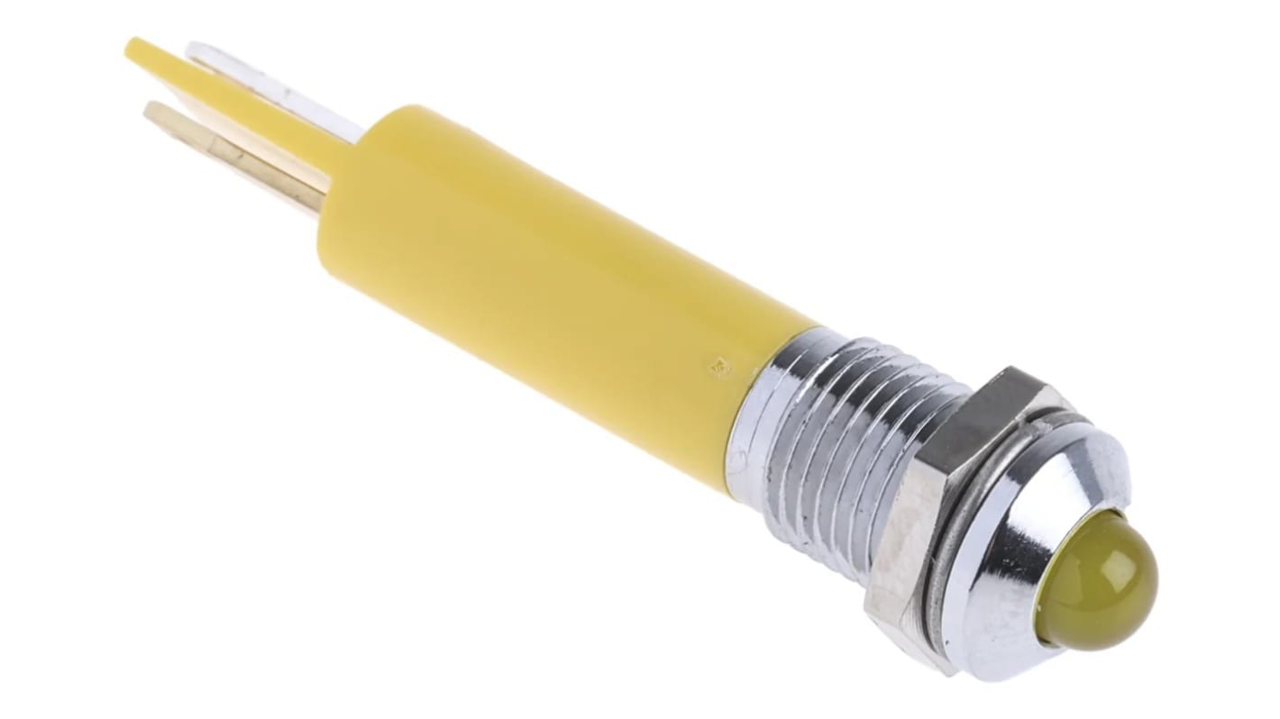 Indicatore da pannello APEM Giallo  a LED, 24V cc, IP67, foro da 8mm
