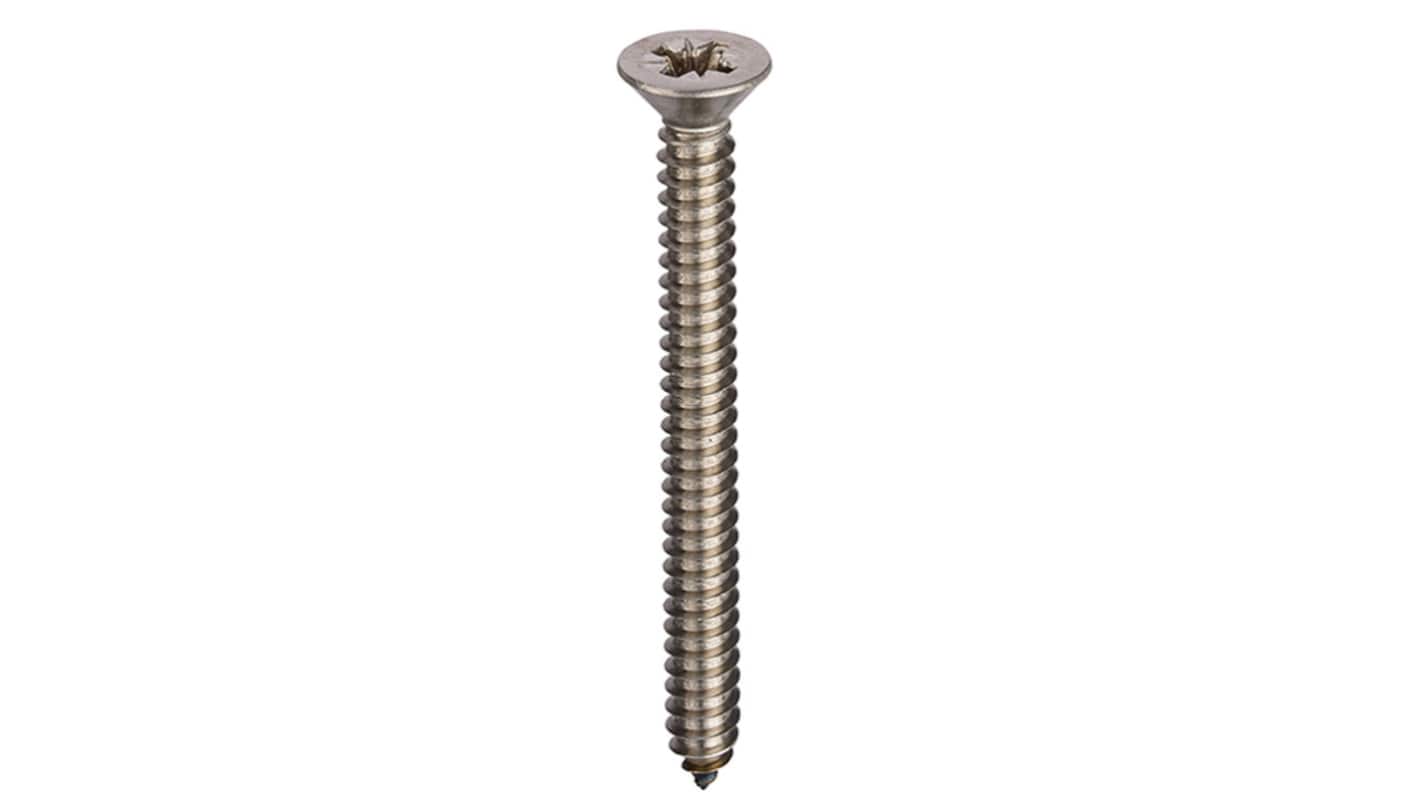 RS PRO Stainless Steel Countersunk Head Self Tapping Screw, N°4 x 3/8in Long 9.5mm Long
