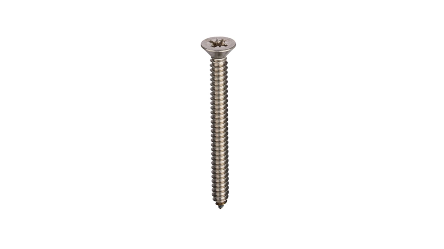 RS PRO Stainless Steel Countersunk Head Self Tapping Screw, N°12 x 2in Long 50mm Long