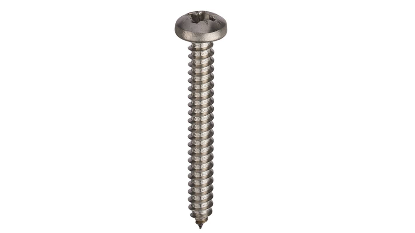 RS PRO Stainless Steel Pan Head Self Tapping Screw, N°12 x 1.1/2in Long 38mm Long