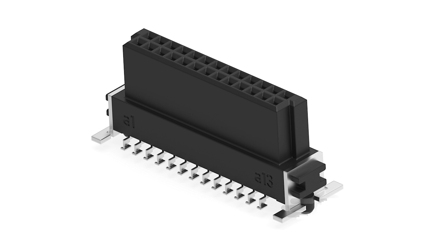 ERNI 154718 Series Vertical Surface Mount PCB Header, 26 Contact(s), 1.27mm Pitch, 2 Row(s), Shrouded