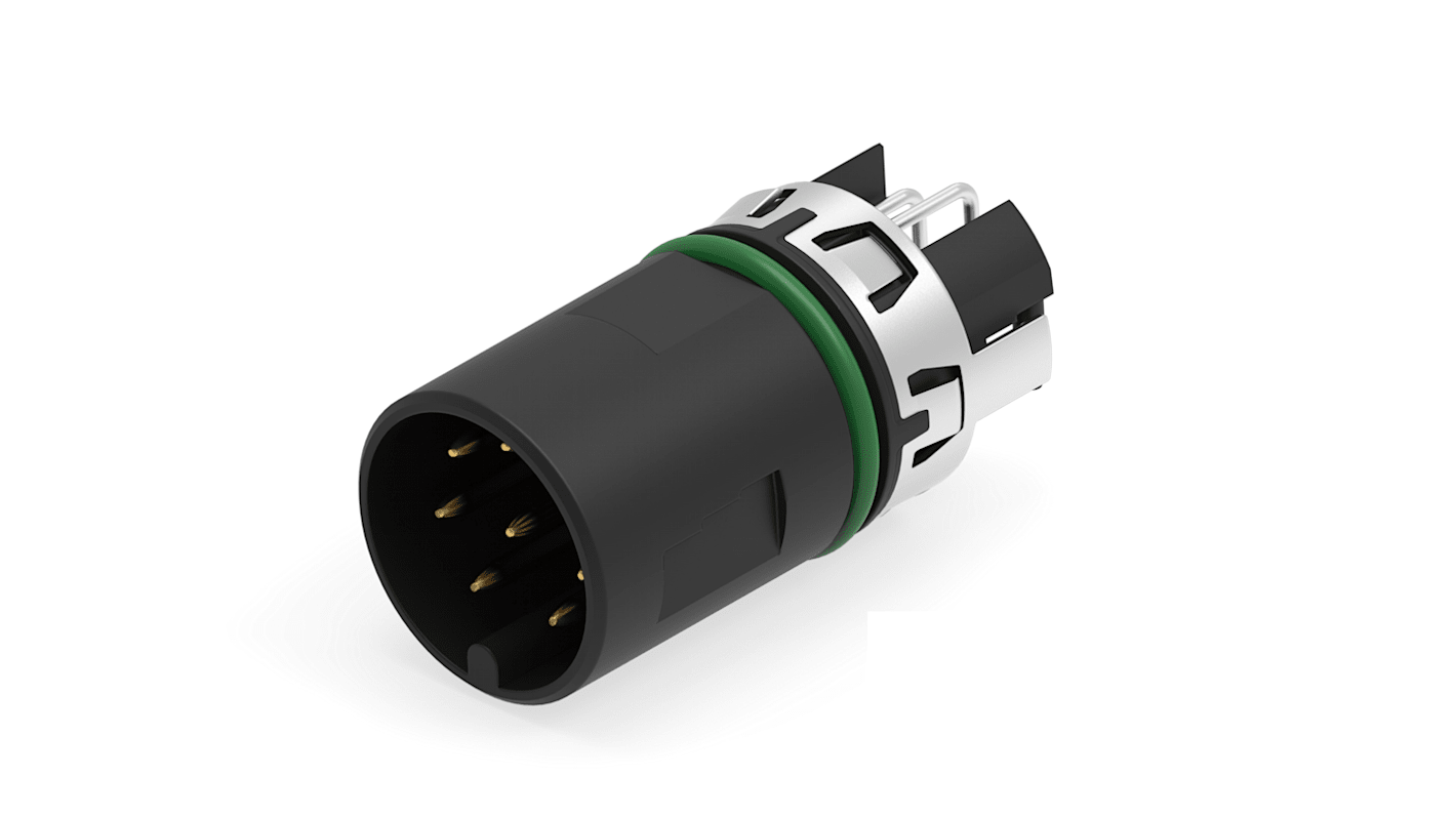 ERNI Circular Connectors, 8 Contacts, Board Mount, M12 Connector, Plug, Male, IP67, M12 Connector Series