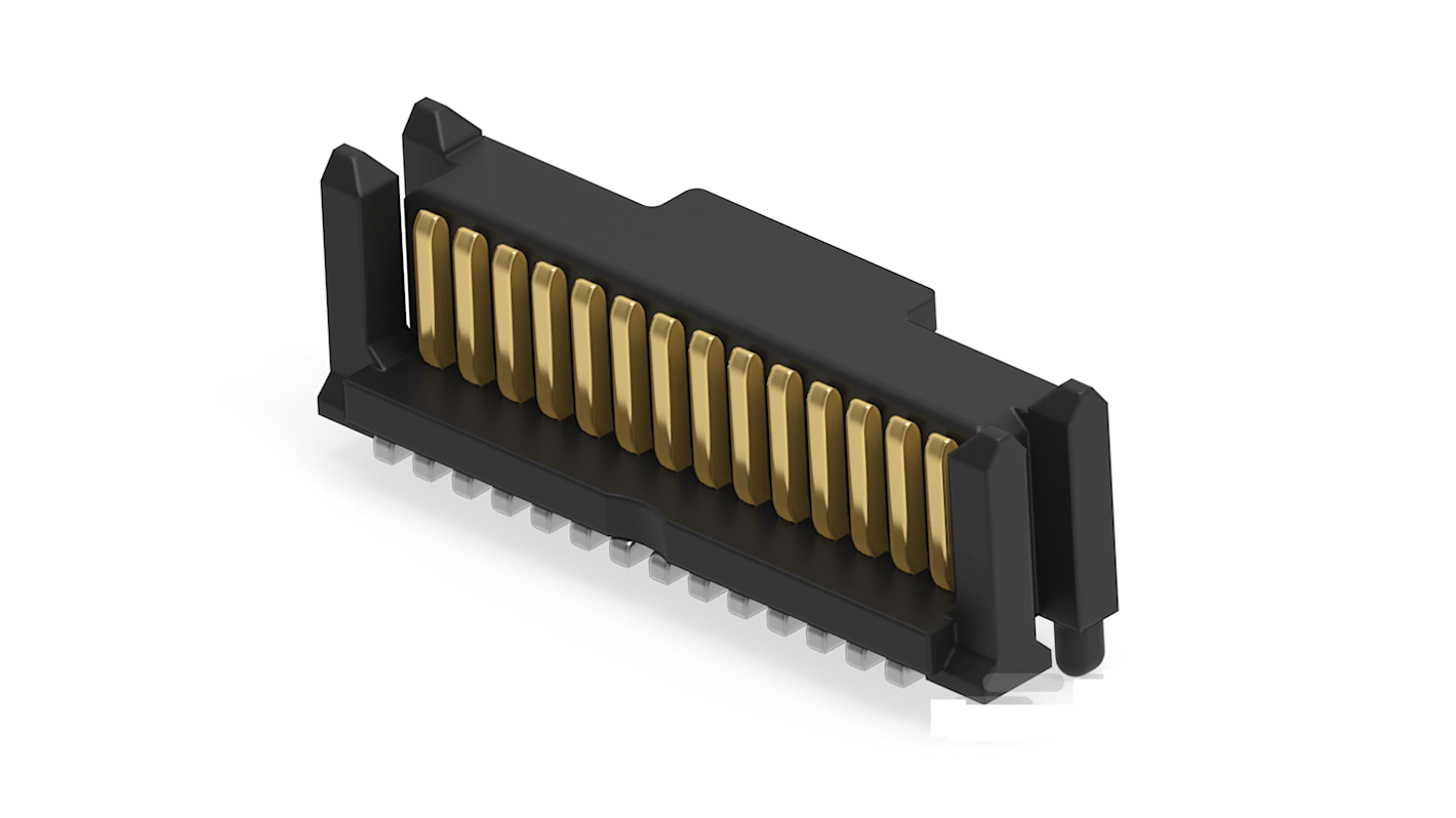 ERNI 284257 Series Vertical Surface Mount PCB Header, 14 Contact(s), 0.8mm Pitch, 1 Row(s), Shrouded