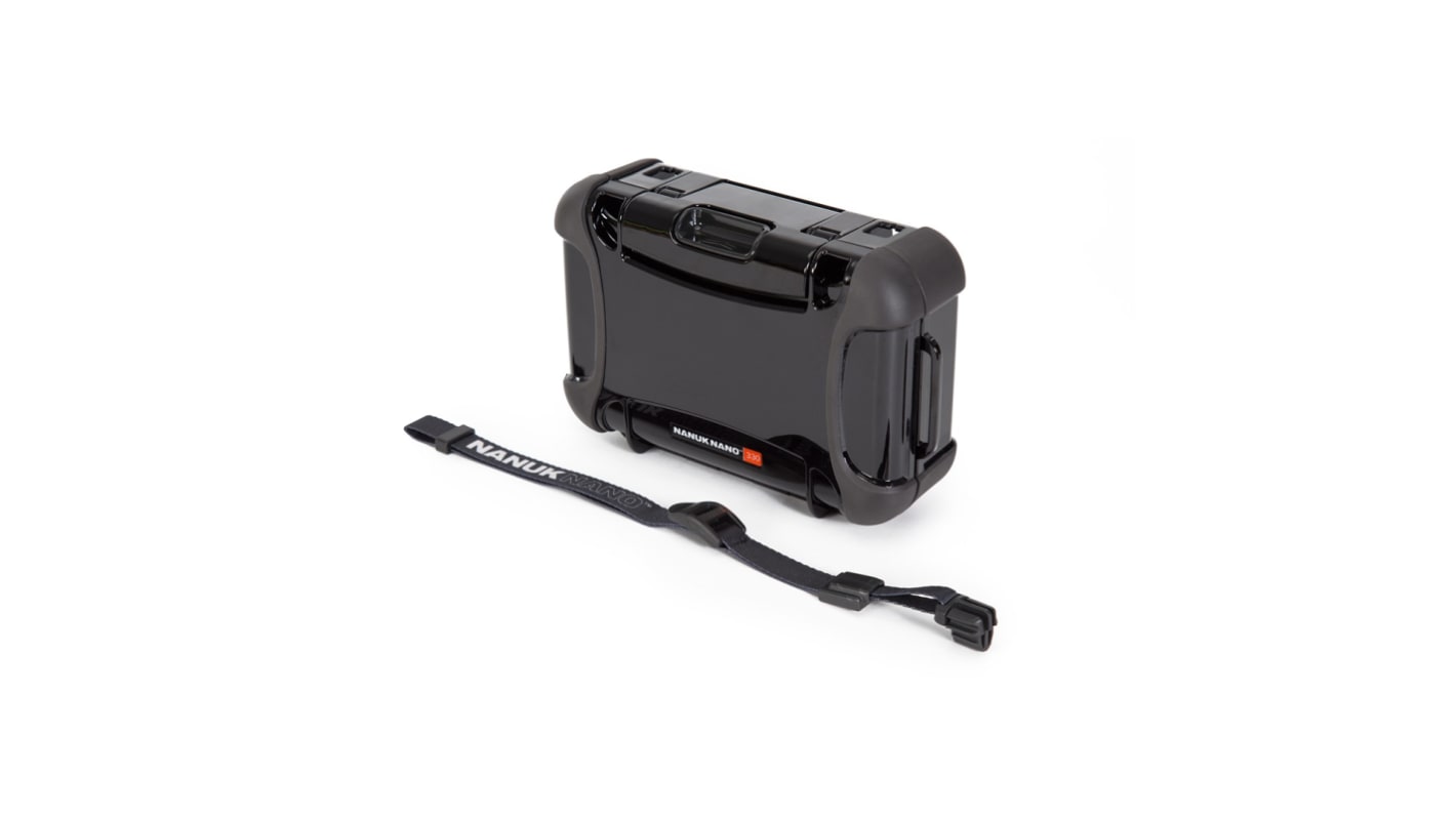 Nanuk PC/ABS外壳, 防水, IP65, 外部188 x 130 x 65mm, 内部170 x 96 x 49mm, 黑色, NANO 330系列