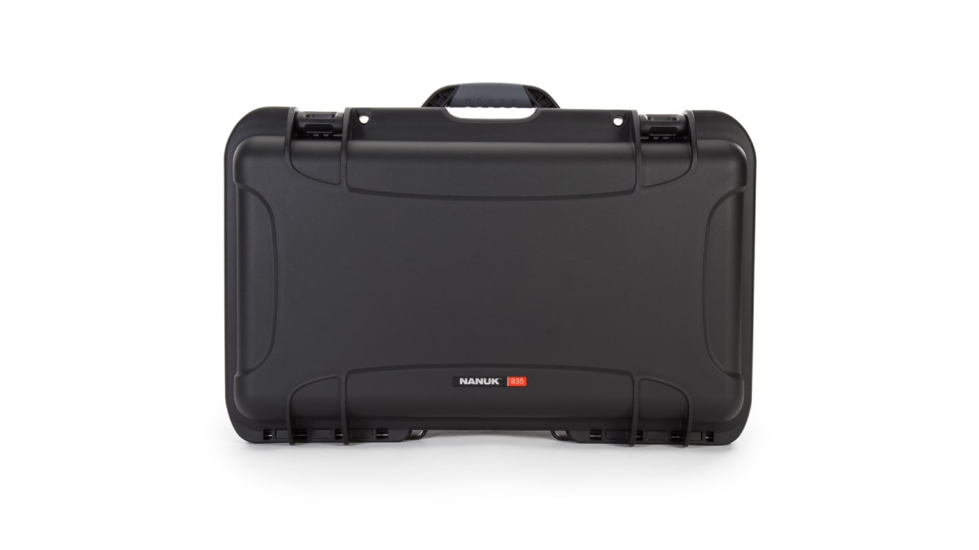 Nanuk PP外壳, 带脚轮, 附泡棉, 防水, IP67, 外部559 x 356 x 229mm, 内部521 x 287 x 19mm, 黑色, Nanuk 935系列