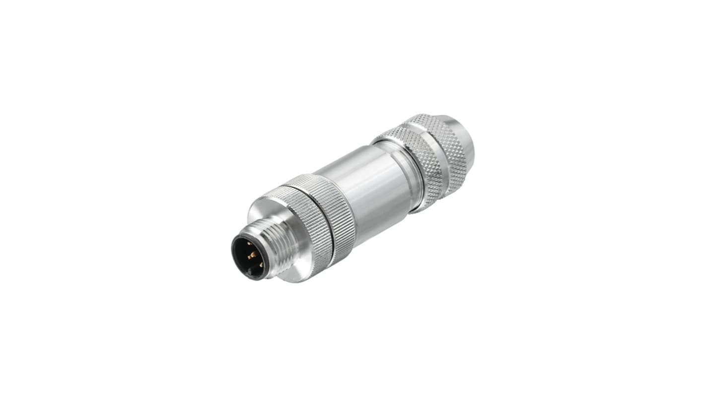 Weidmüller M12连接器插头/插座, 4芯, 电缆安装, IP67, SAISM系列