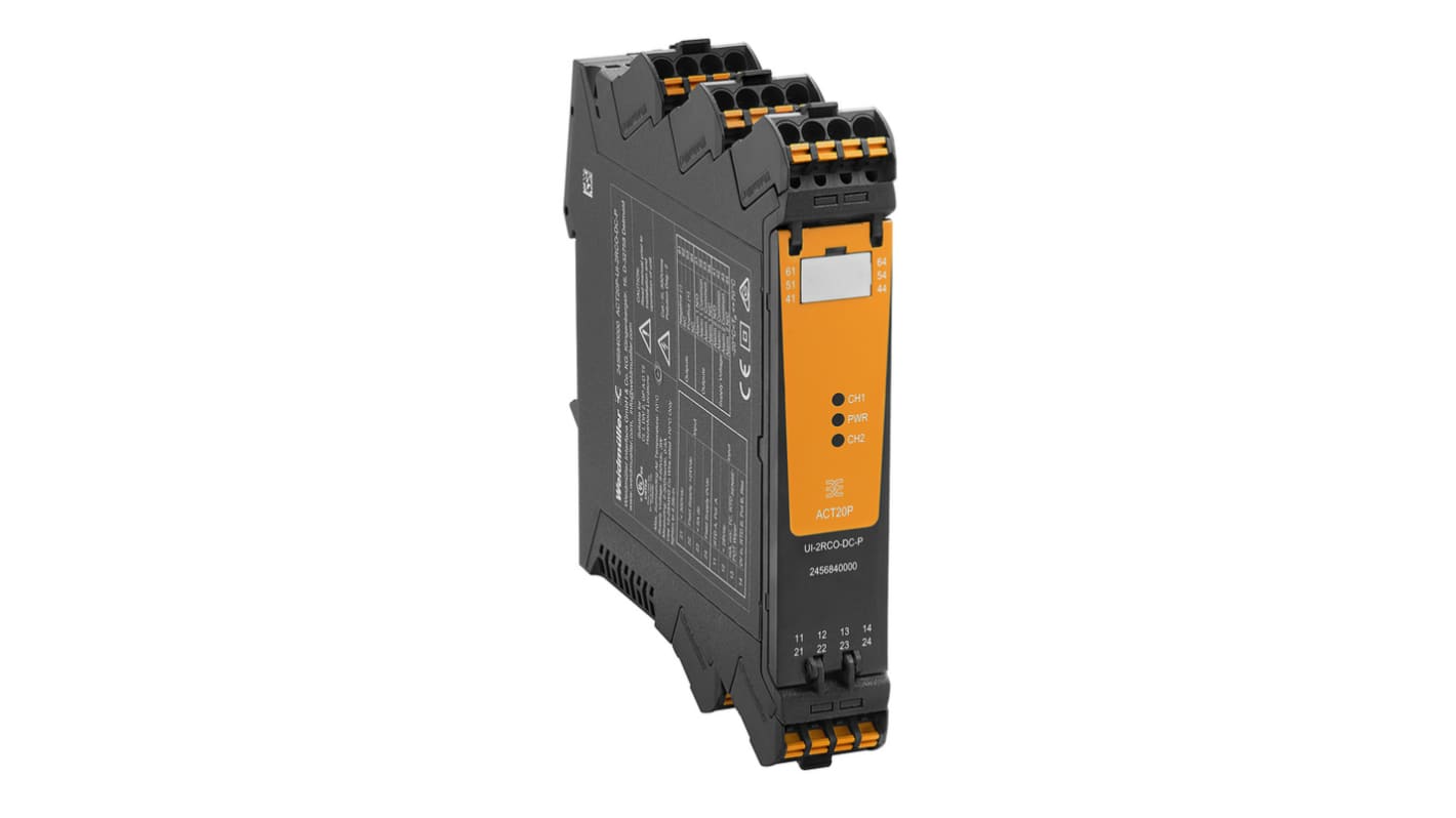 Weidmüller ACT20P Series Limit Signal Transmitter, Temperature Input, Relay Output, 24V dc Supply