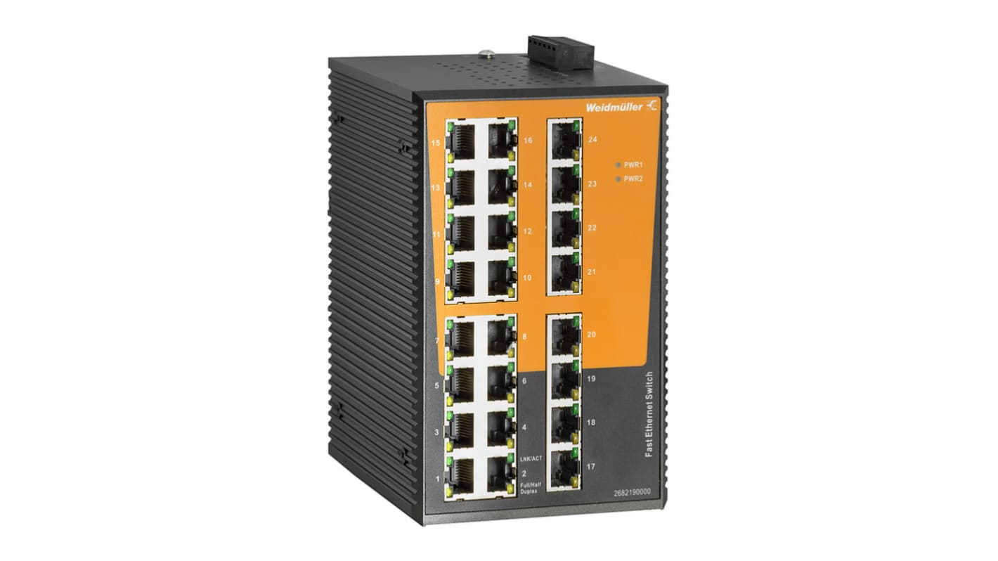Switch Ethernet Weidmüller, 24 x RJ45 porte, No