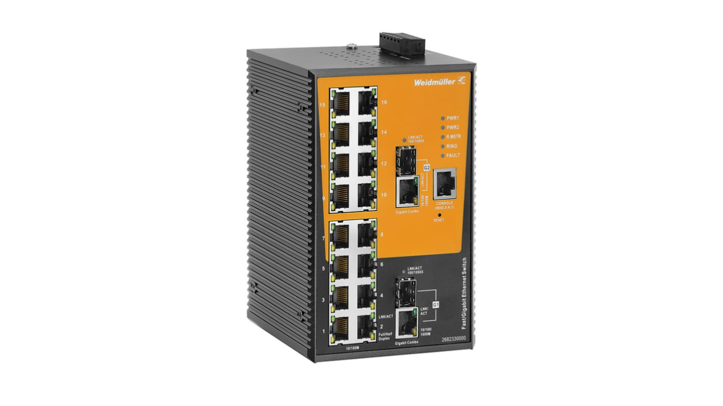 Weidmüller 16 x RJ45口管理型网络交换机