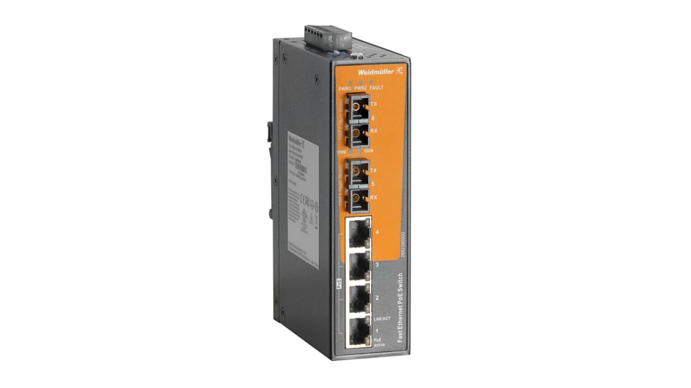 Weidmüller Unmanaged 4 x RJ45 Port Network Switch With PoE