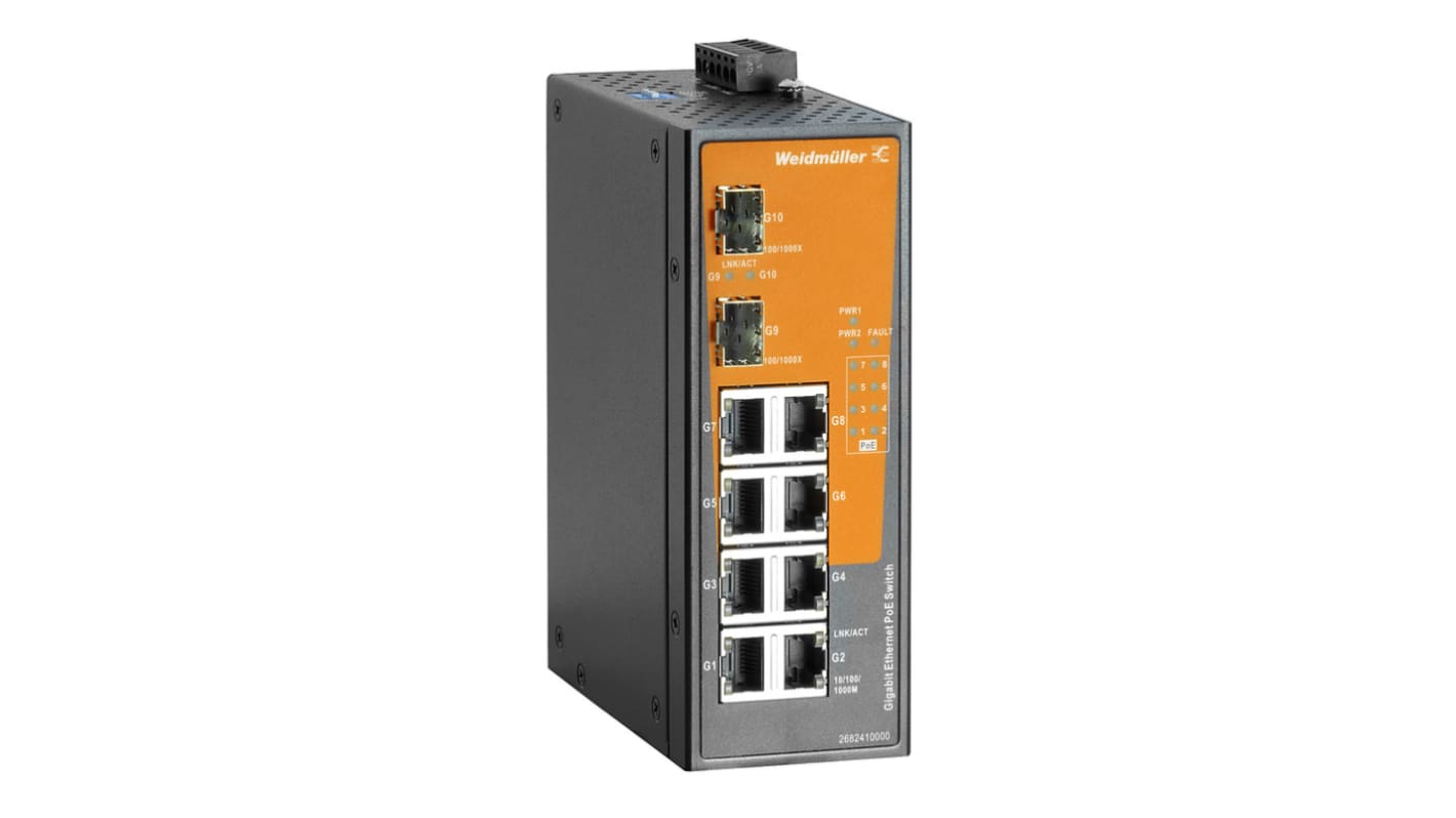 Weidmüller Unmanaged 8 x RJ45 Port Network Switch With PoE