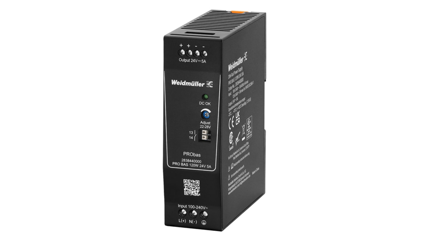 Napájecí zdroj na lištu DIN 120W Napájecí zdroj pro montáž na lištu DIN 5A, výstup: 24V dc