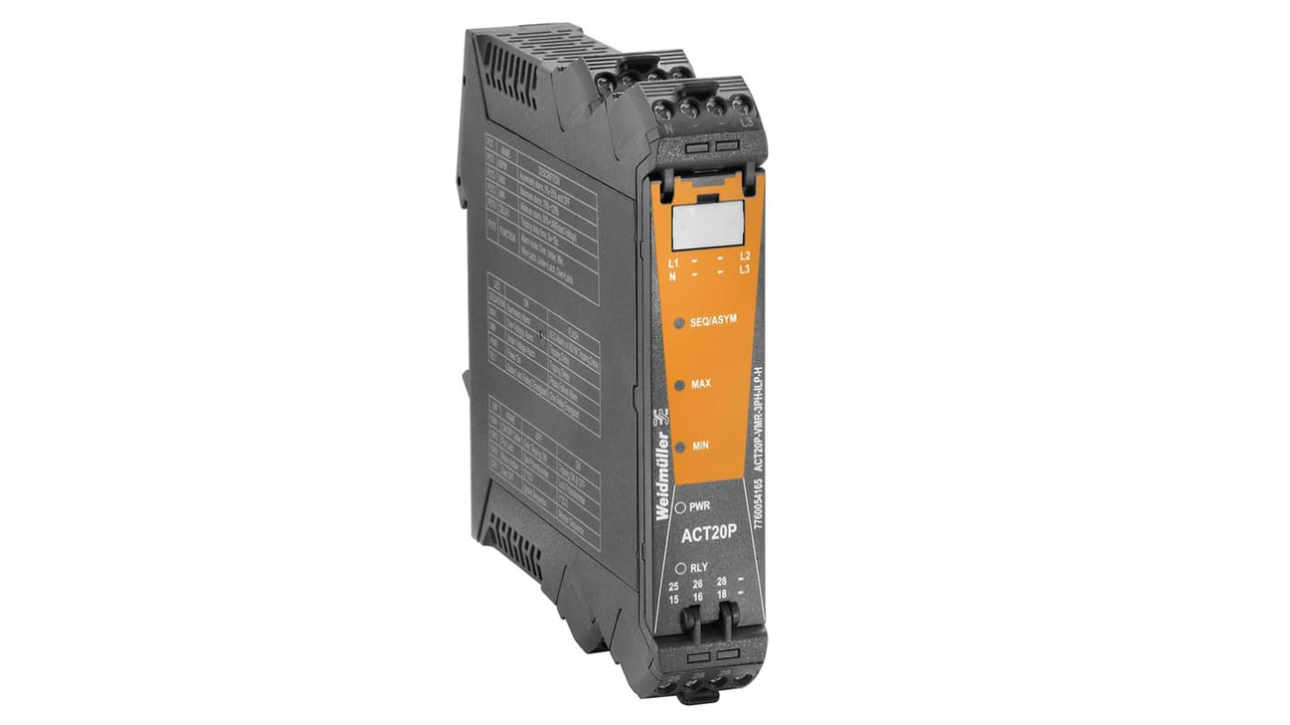 Weidmüller ACT20P Series Limit Signal Transmitter, Voltage Input, Relay Output, 500V Supply