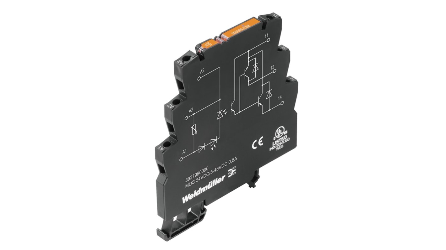 Weidmüller MOS Series Solid State Relay, 0.5 A Load, Chassis Mount, 48 V ac/dc Load, 24 V ac/dc Control