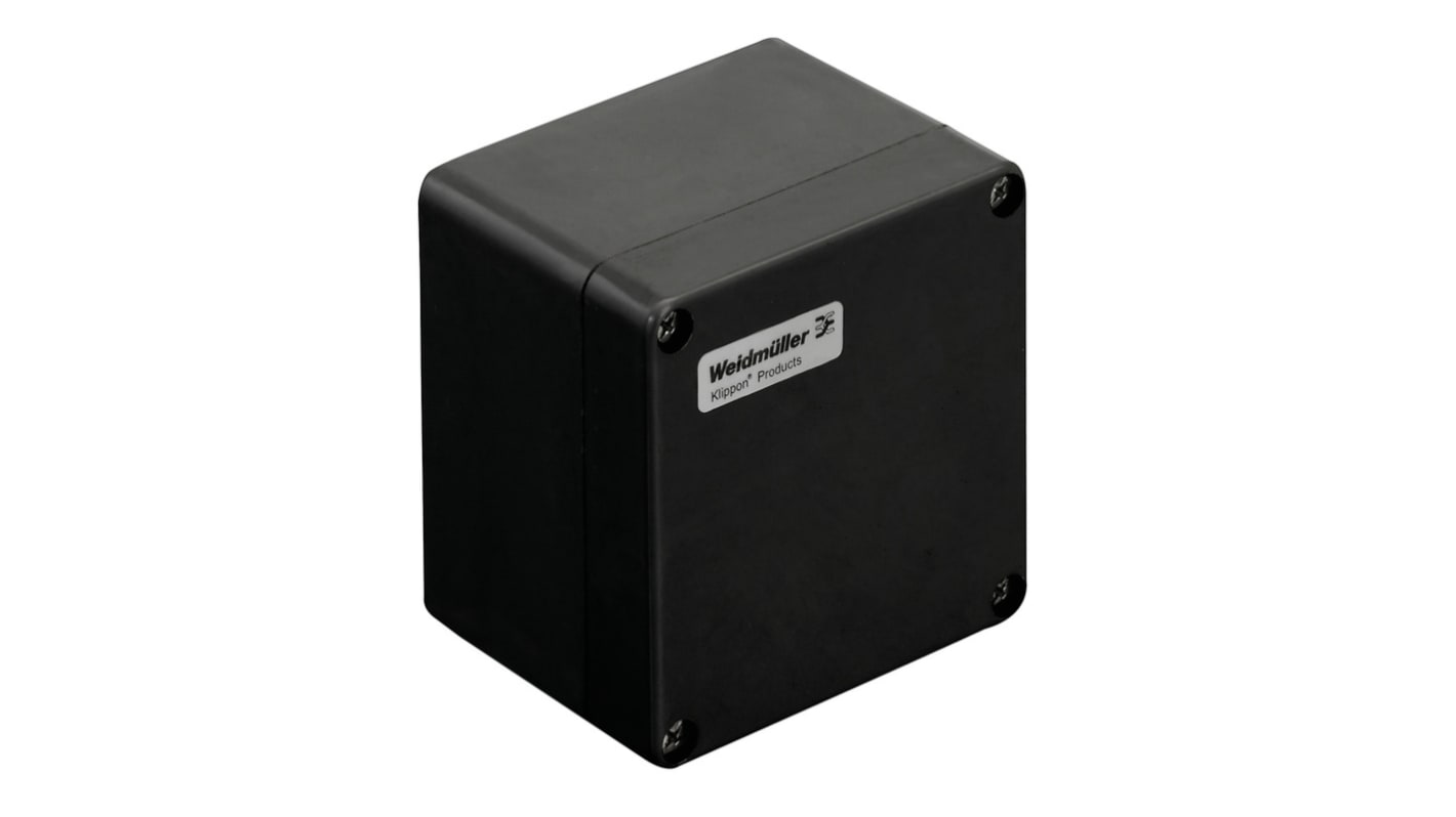 Weidmüller Klippon POK Series Black Glass Fibre Reinforced Polyester Enclosure, IP66, Grey Lid, 122 x 120 x 90mm