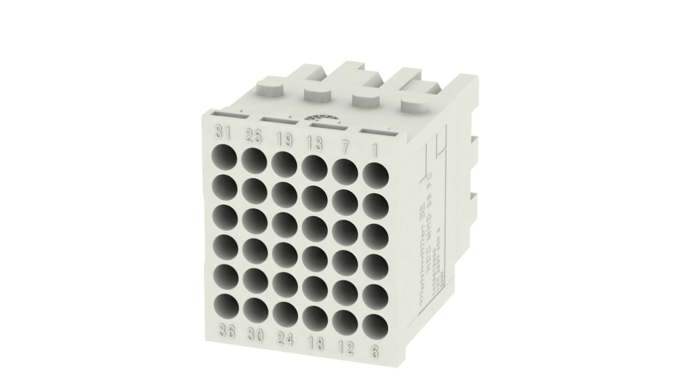 Weidmüller Heavy Duty Power Connector Insert, 10A, Female, ModuPlug Series, 36 Contacts