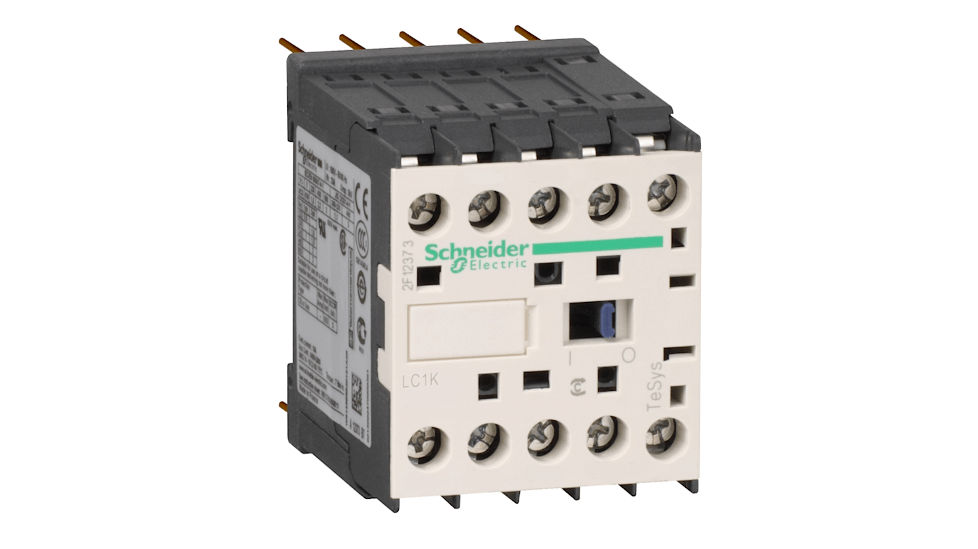 Contactor Schneider Electric TeSys LC1K de 3 polos, 1 NC, 12 A, bobina 12 V CC, 5,5 kW