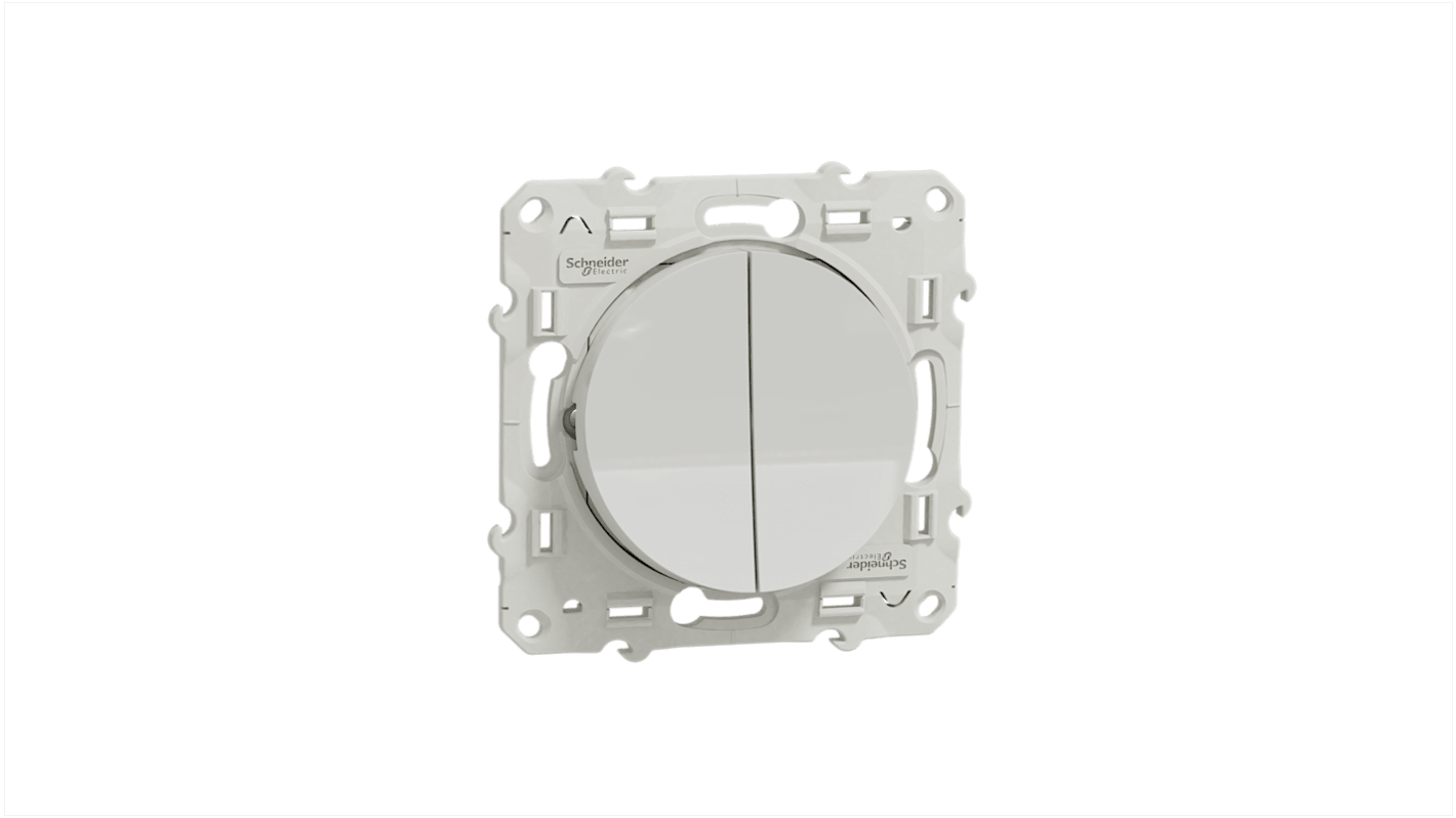 Schneider Electric White Rocker Switch, 2 Way, 1 Gang, Odace