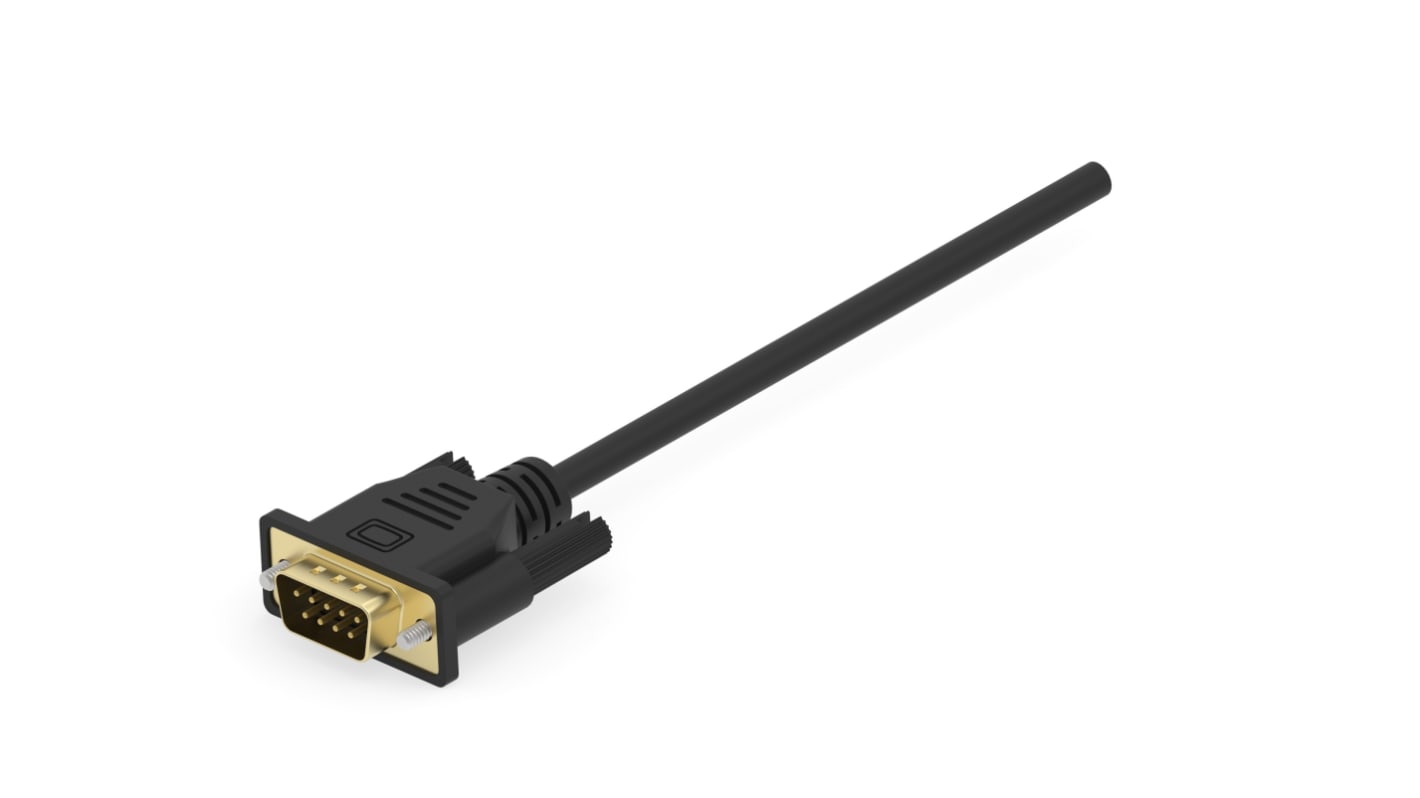 Cable serie TE Connectivity AMPLIMITE D-SUBMINIATURE CABLE ASSEMBLIES, long. 10pies, color Negro, con. A: Sub-D de 9