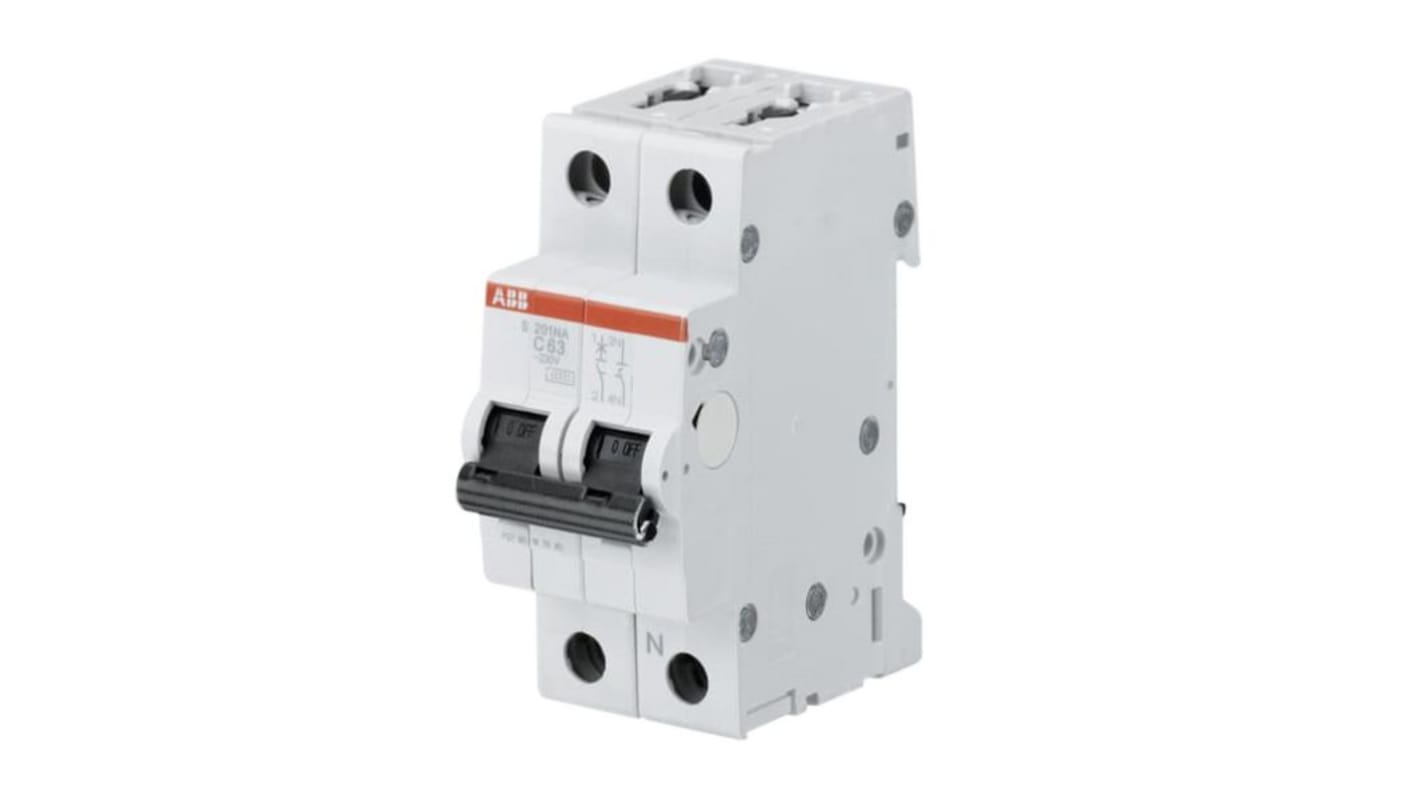 ABB S201 Circuit Breaker, 1+N, 6A Curve B, 230V AC, 110V DC, 10 kA Breaking Capacity
