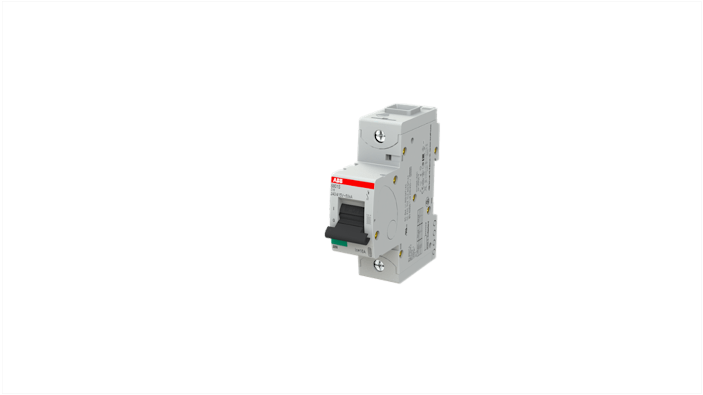 ABB S801 Circuit Breaker, 1P, 16A Curve C, 400V AC, 125V DC, 15 kA Breaking Capacity