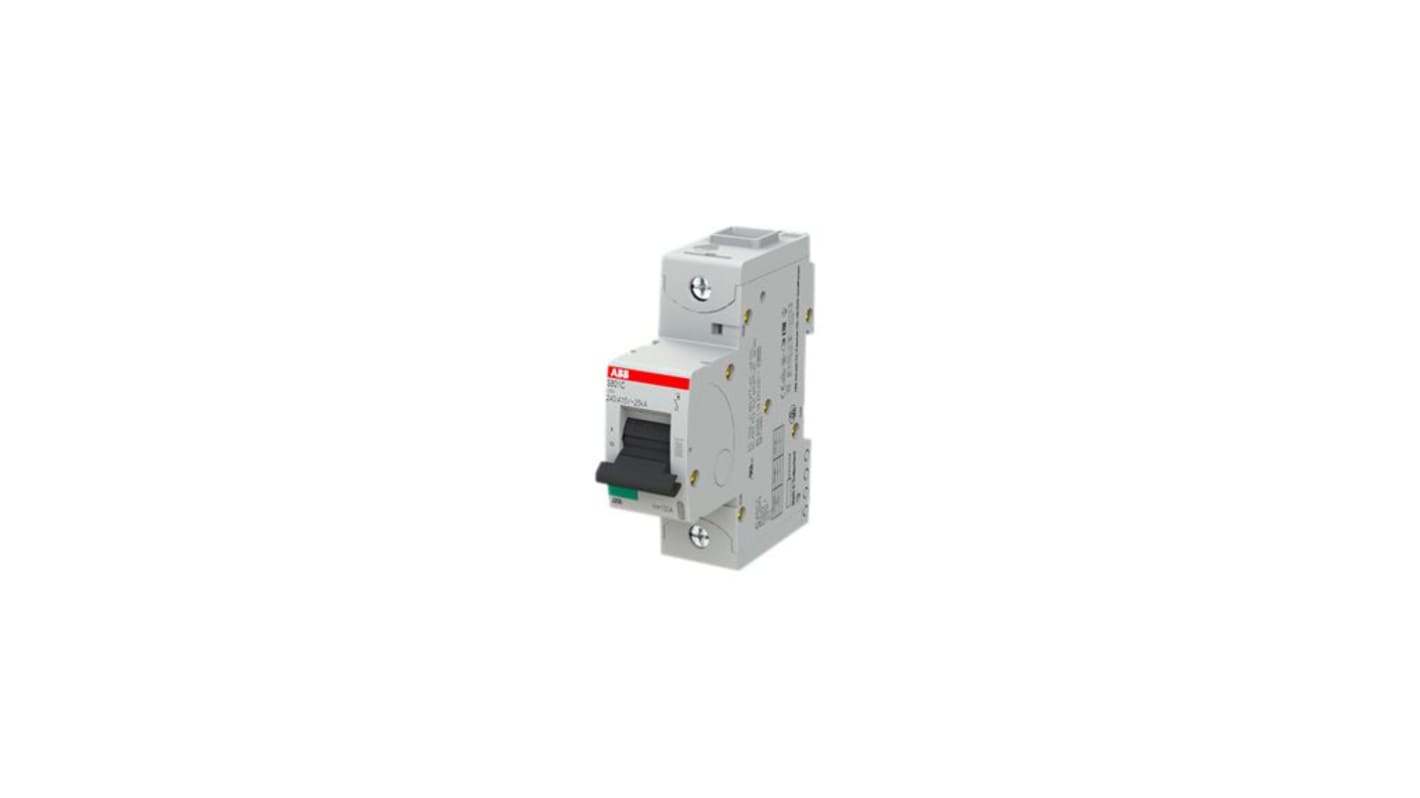 ABB S801 Circuit Breaker, 1P, 80A Curve C, 440V AC, 125V DC, 15 kA Breaking Capacity