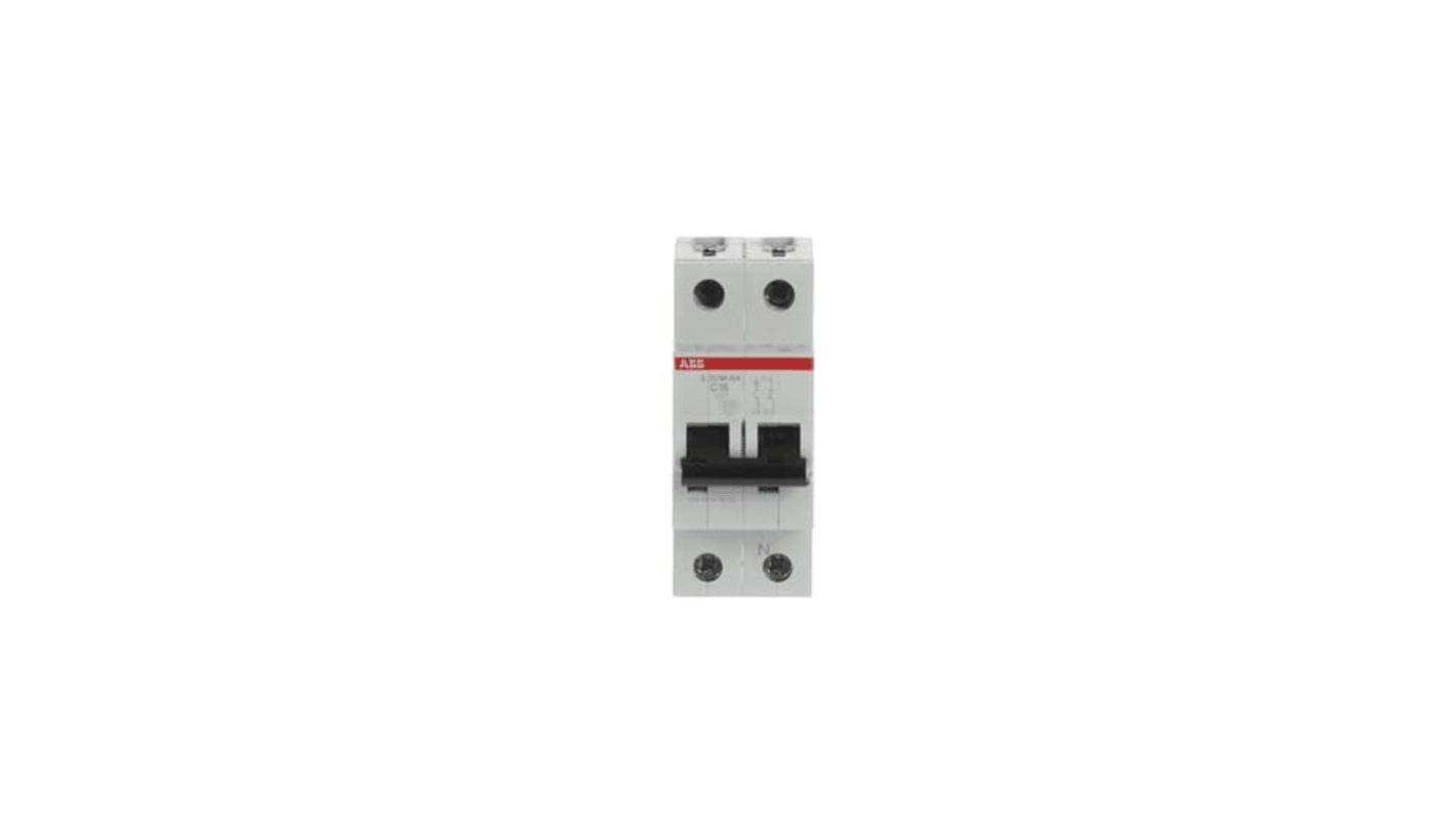 ABB S201M Circuit Breaker, 1+N, 16A Curve C, 230V AC, 60V DC, 15 kA Breaking Capacity