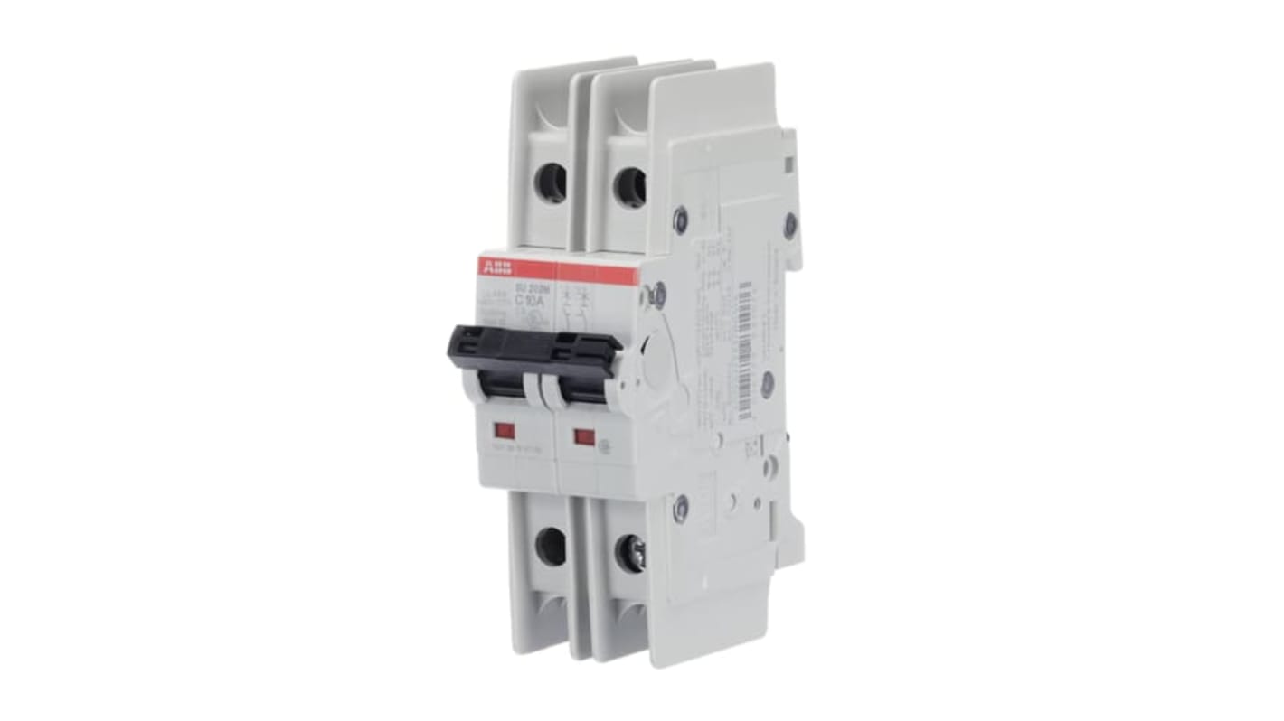 ABB SU 200 M Circuit Breaker, 2P, 10A Curve C, 440V AC, 96V DC, 15 kA Breaking Capacity