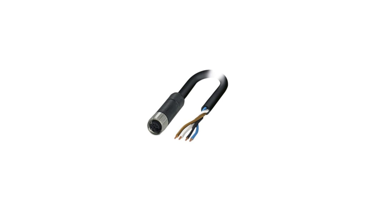 Phoenix Contact Straight Female 4 way M12 to Straight Actuator/Sensor Cable, 1.5m