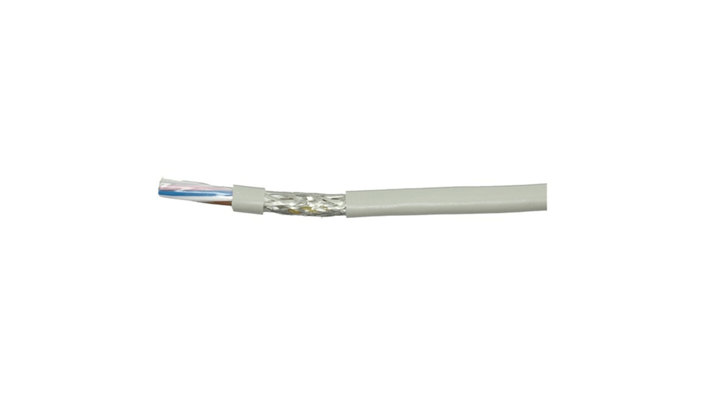 Cabloswiss Multicore Cable, 3 Cores, 0.25 mm², CY, Screened, 100m, Grey PVC Sheath, 24 AWG