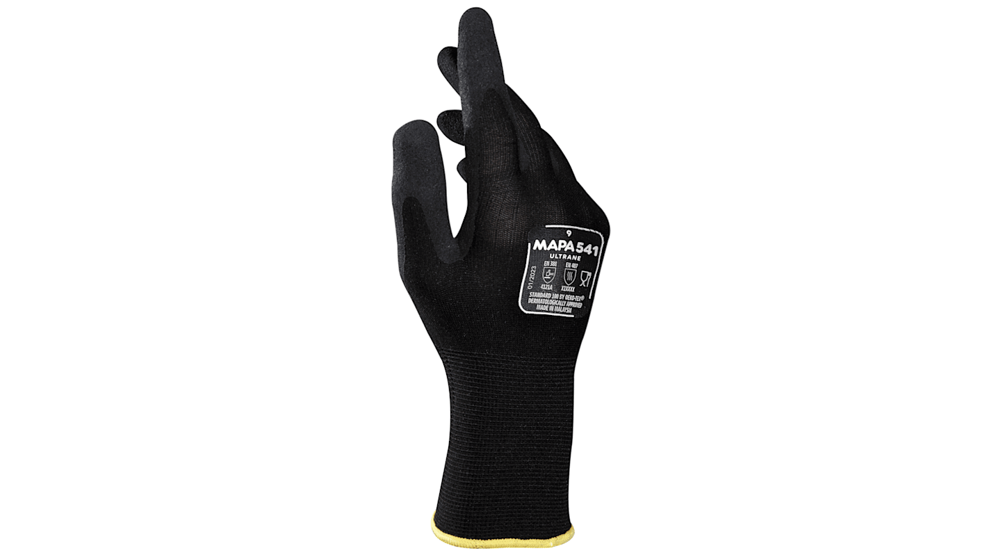 Mapa ULTRANE 541 Black Nitrile Material Handling Work Gloves, Size 6