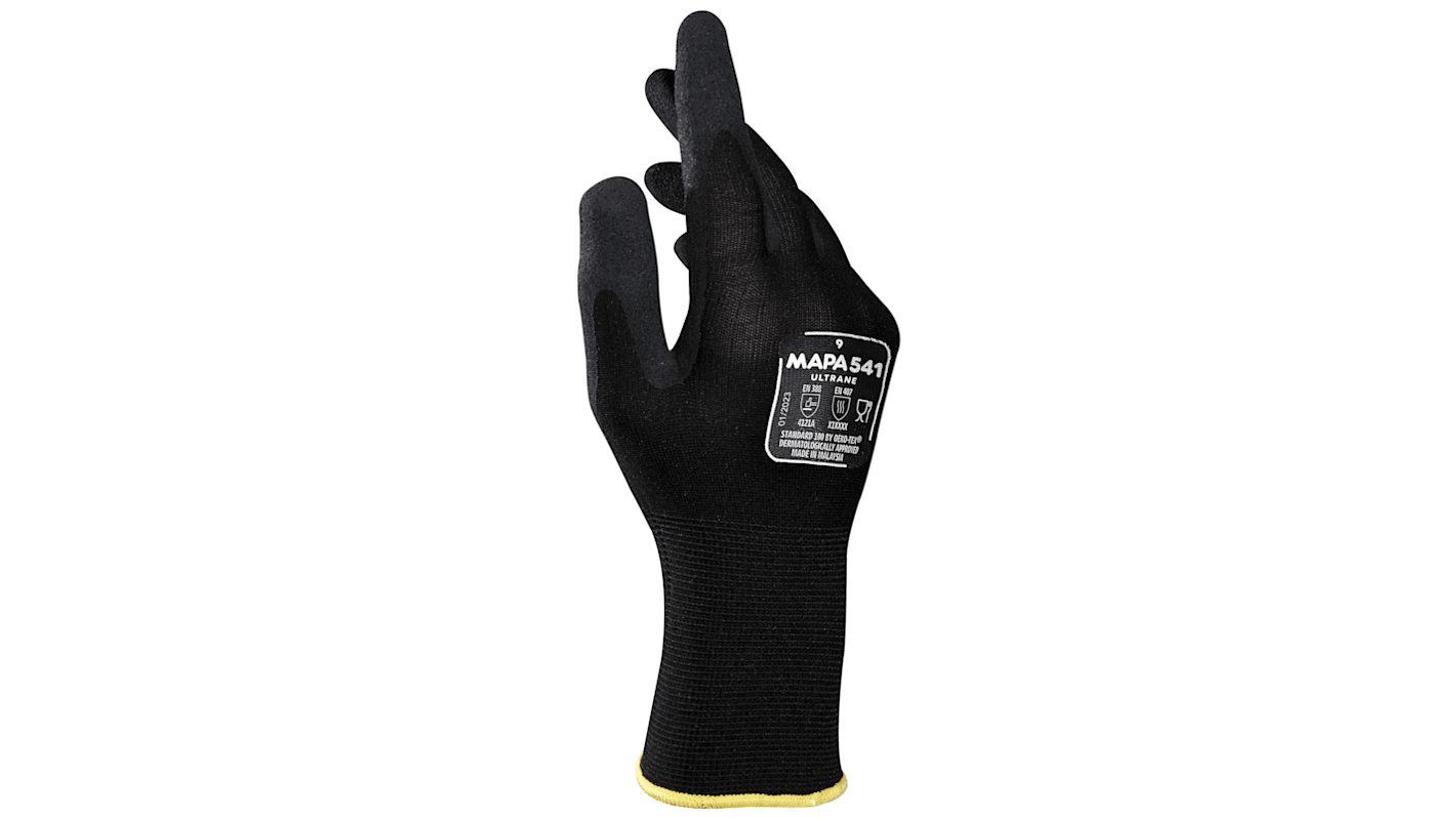 Mapa ULTRANE 541 Black Nitrile Material Handling Work Gloves, Size 9