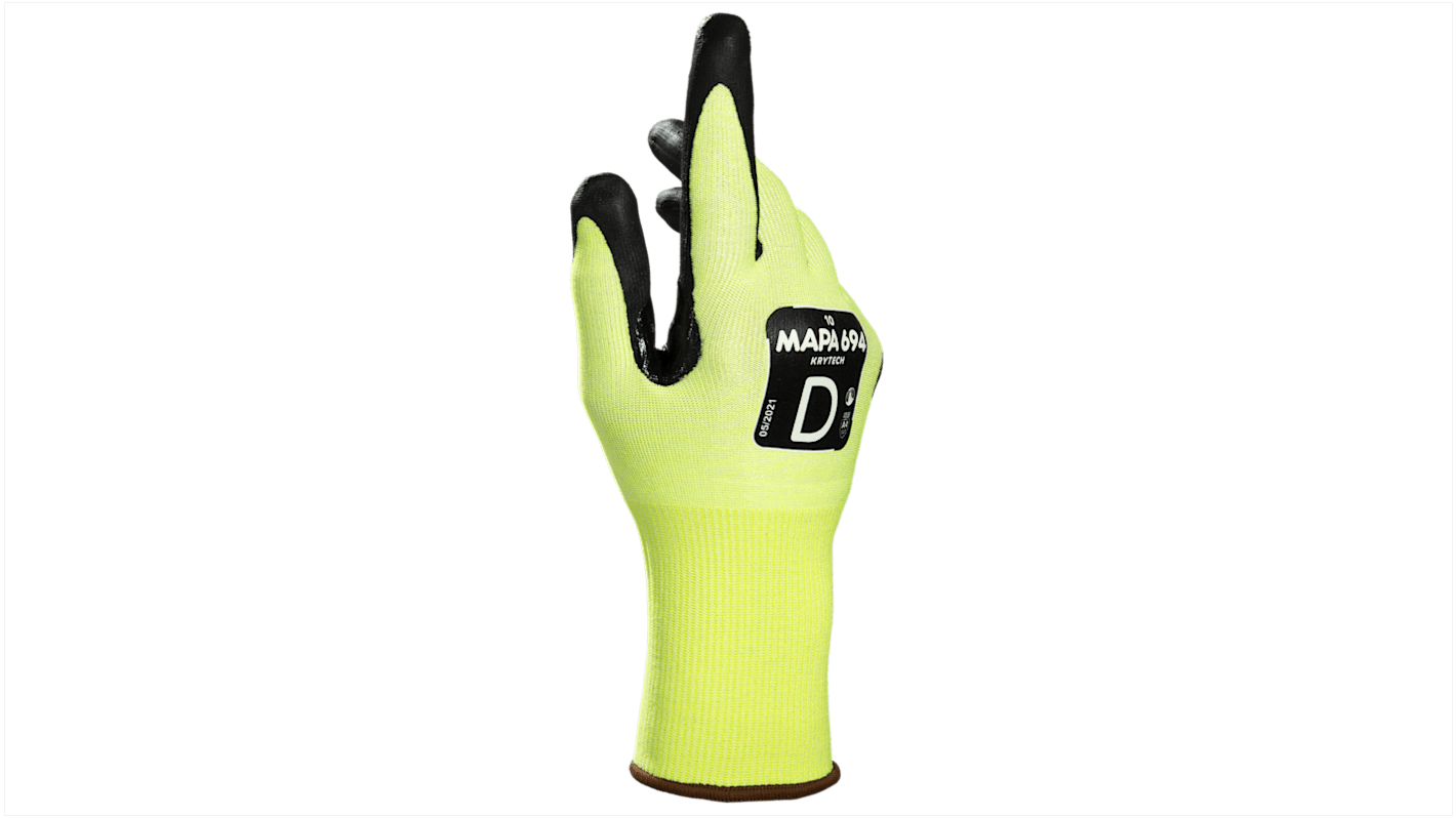 Guantes de trabajo de Nitrilo Amarillo Mapa serie KRYTECH 694, talla 9, Montaje, Sector de la automoción, Construcción,