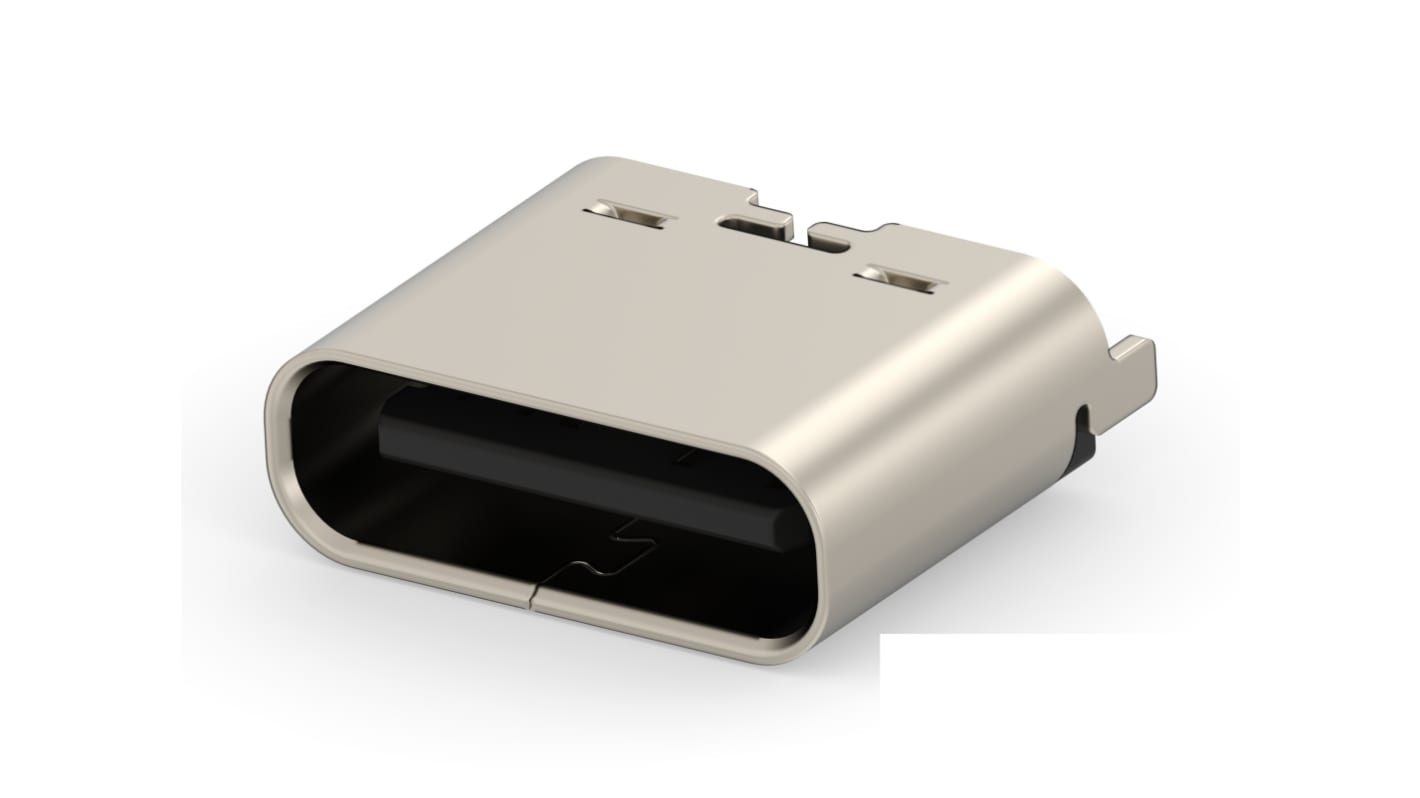 TE Connectivity Straight, Top Mount, Receptacle- Single Port Type C 2 USB C Connector